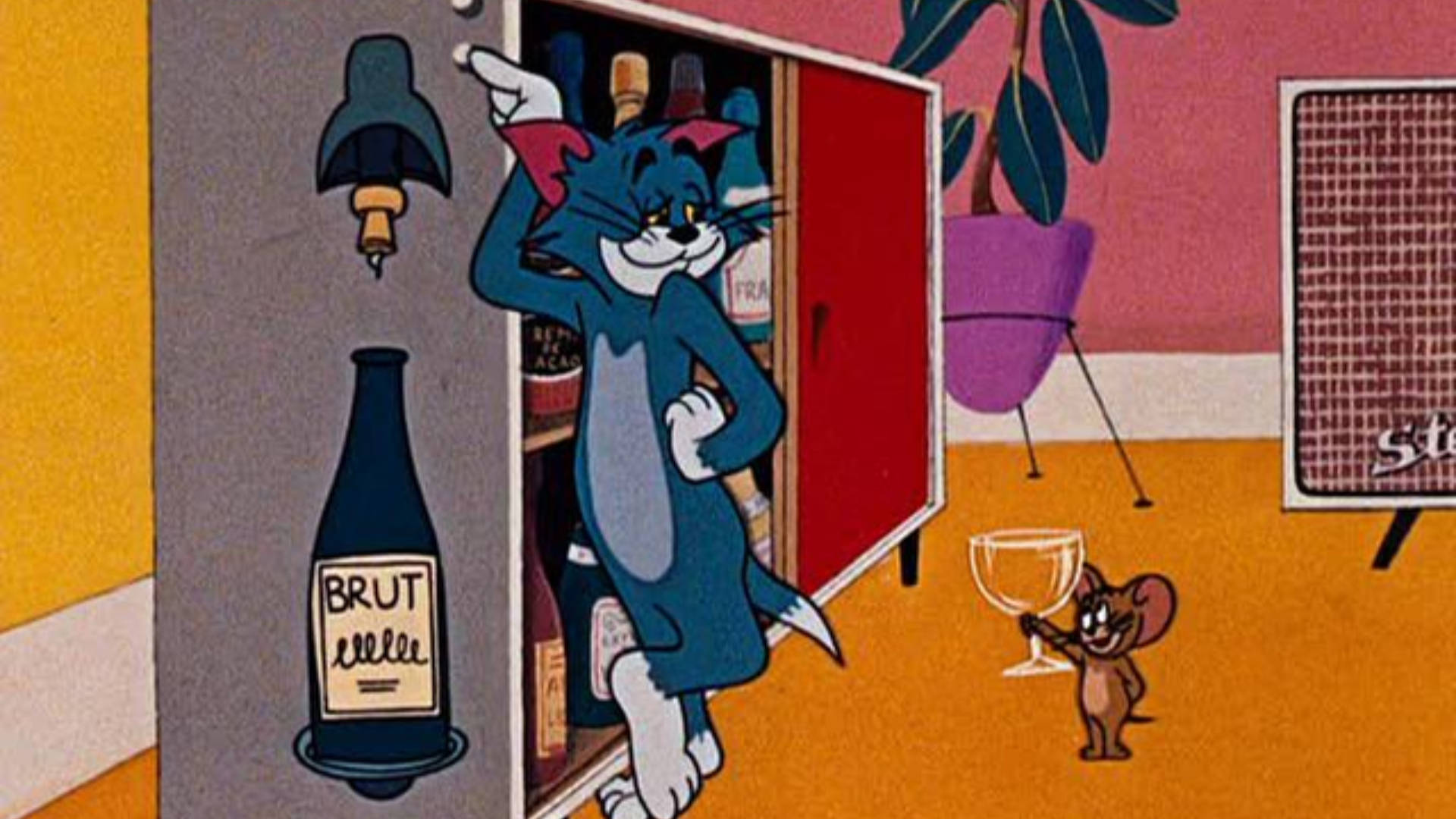 Tom, Jerry, champagne time, Full HD Desktop Wallpaper