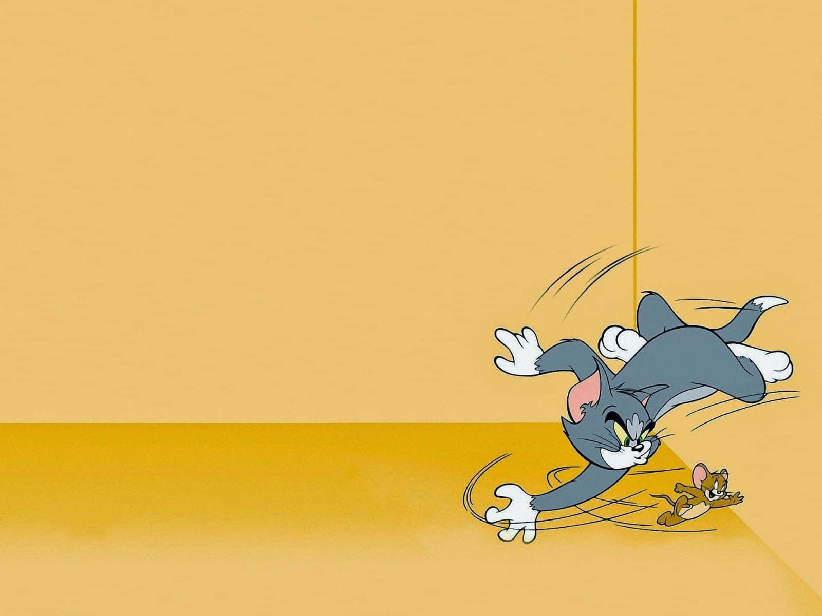 Tom, Jerry, yellow wall, HD Desktop Wallpaper