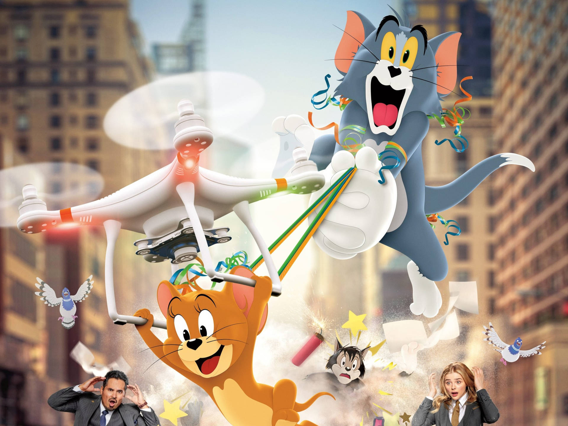 Tom And Jerry, drone, confetti, Full HD Desktop Wallpaper