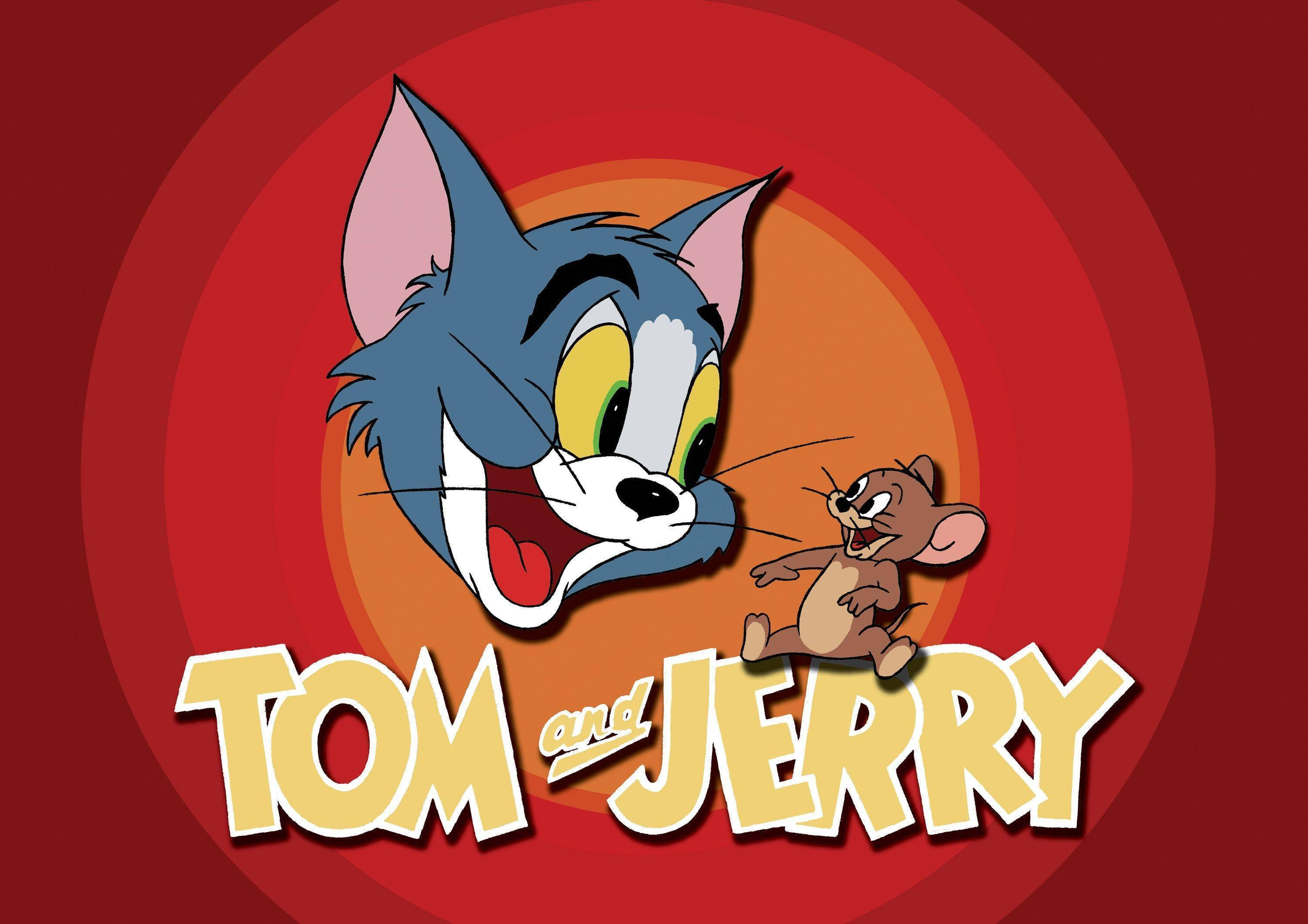 Tom And Jerry, red, orange, 2K Desktop Wallpaper