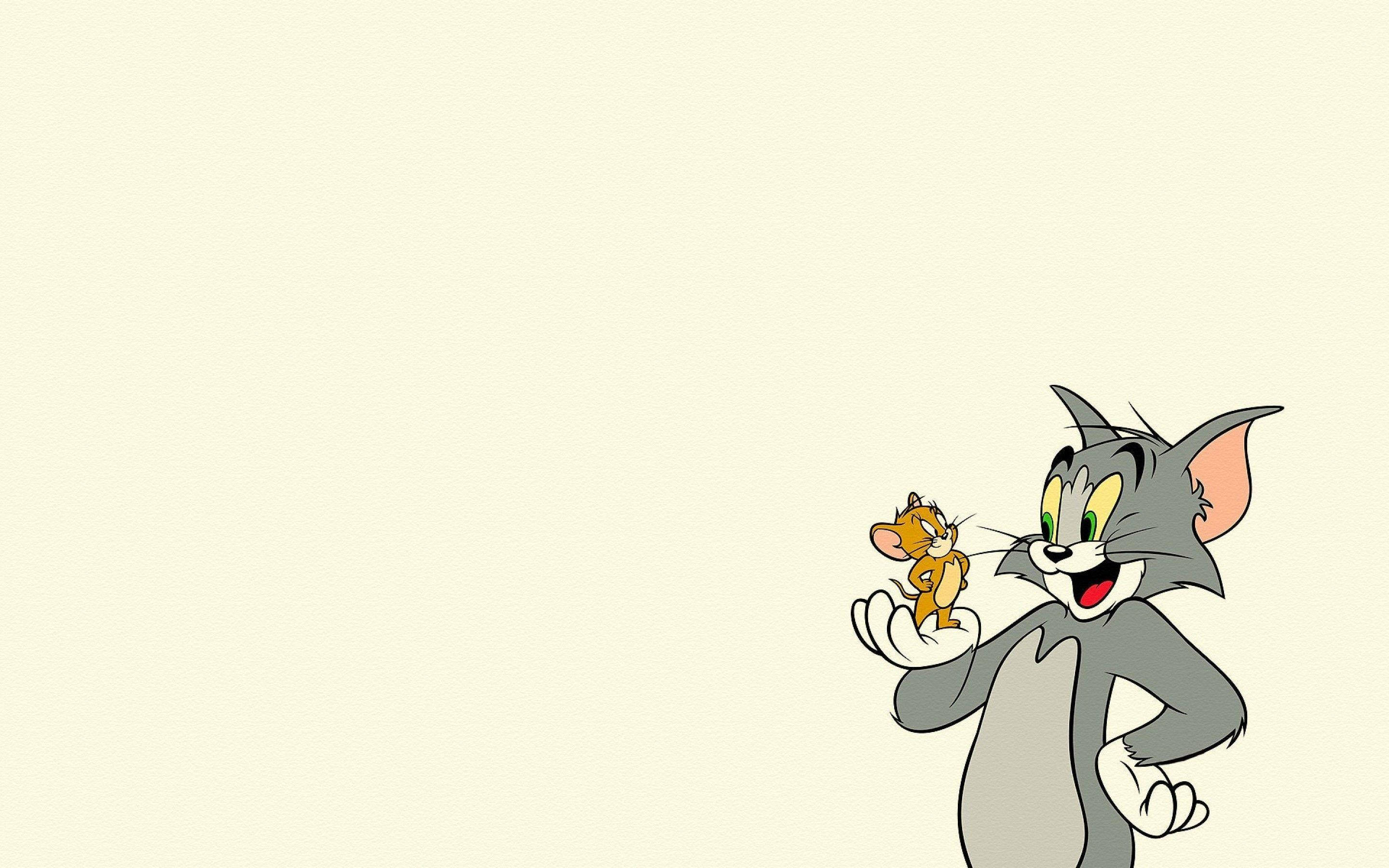 Tom, Jerry, minimalist cartoons, 2K Desktop Wallpaper