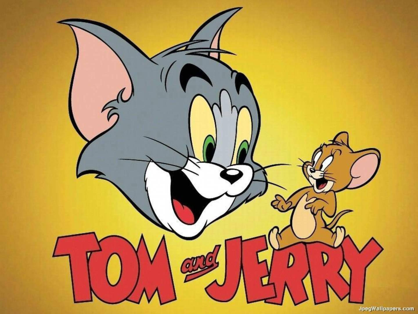 Tom, Jerry, yellow background, HD Desktop Wallpaper