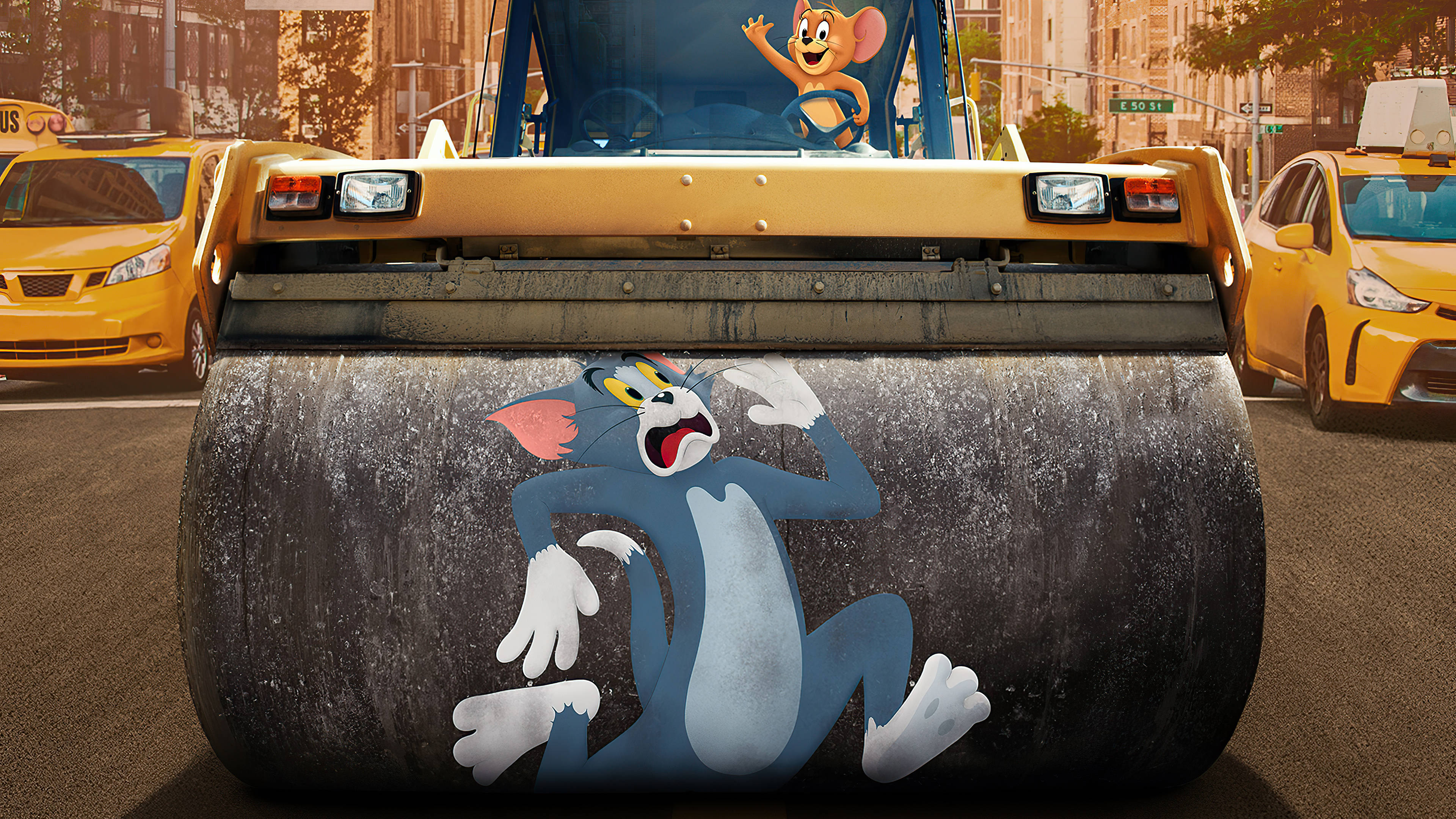 Tom And Jerry, iPhone, road roller, 4K Desktop Wallpaper