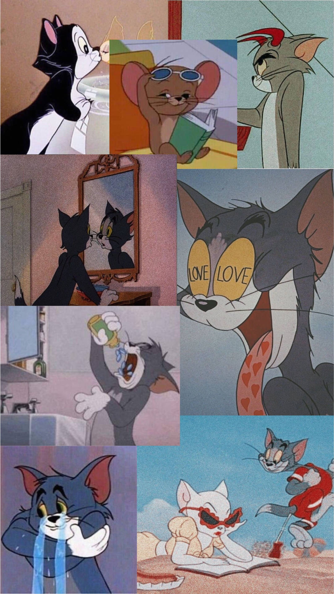 Tom And Jerry, classic cartoon scenes, humorous, Full HD Phone Wallpaper