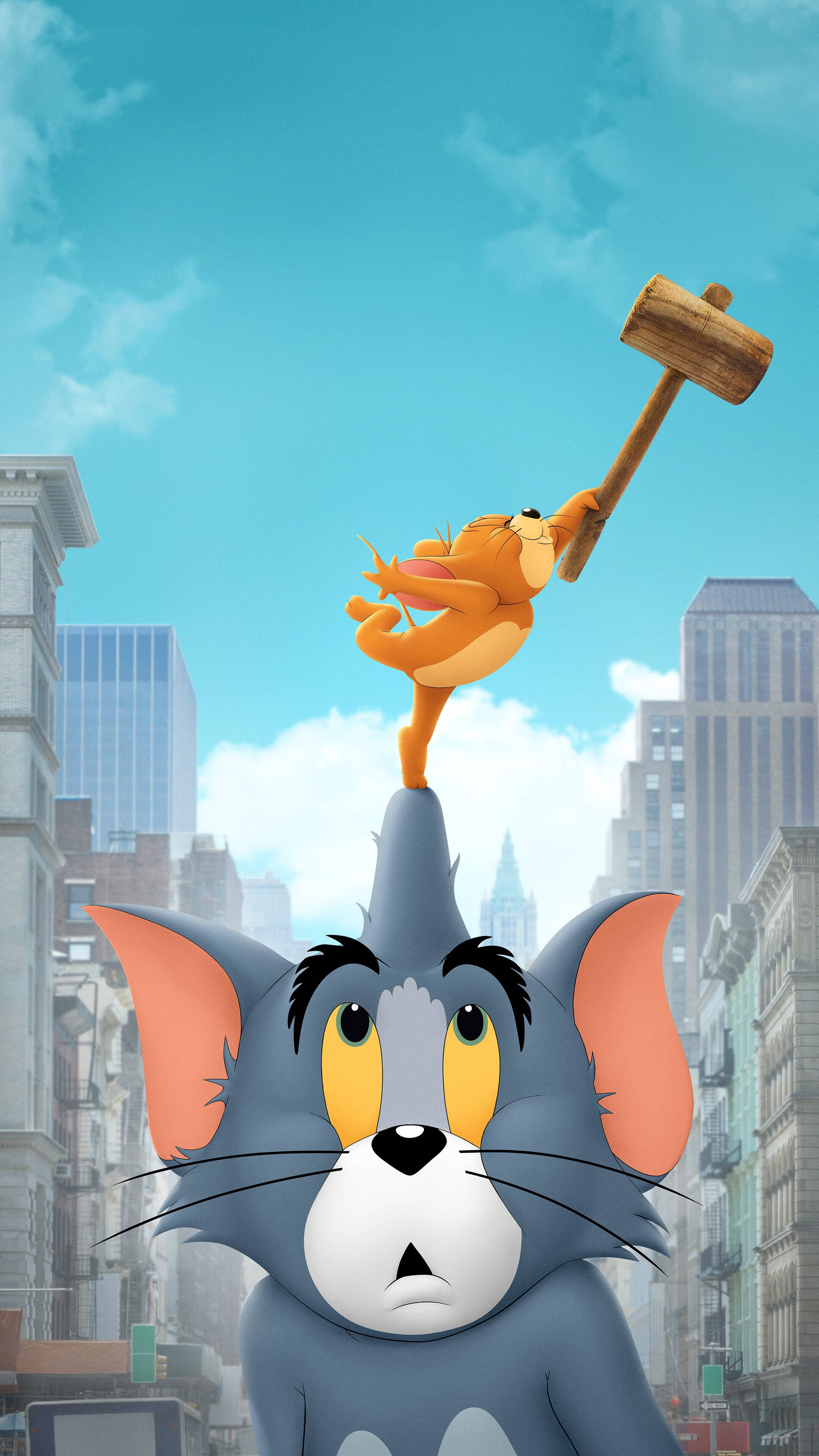 Tom, Jerry, cityscape, 4K Phone Wallpaper