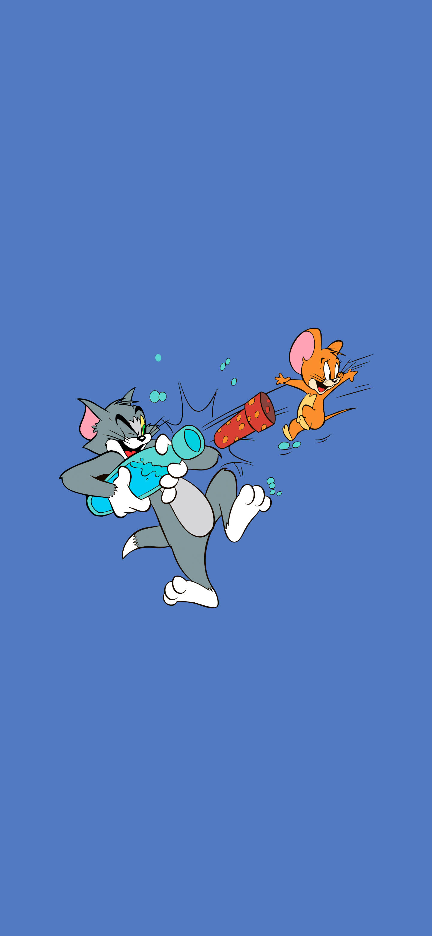 Tom, Jerry, blue background, 2K Phone Wallpaper