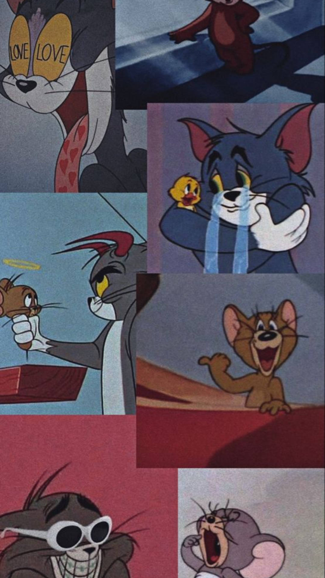 Tom And Jerry, classic cartoon scenes, expressive moments, Full HD Phone Wallpaper