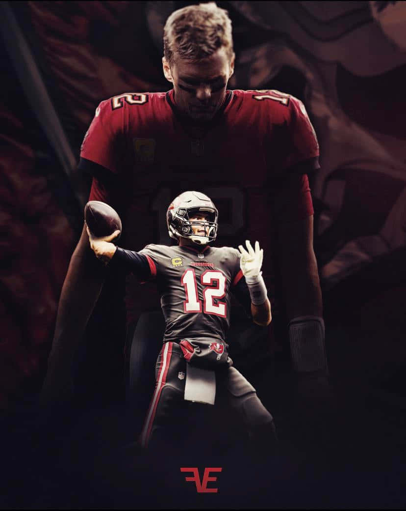 Tom Brady, red jersey, double exposure, SD Phone Wallpaper
