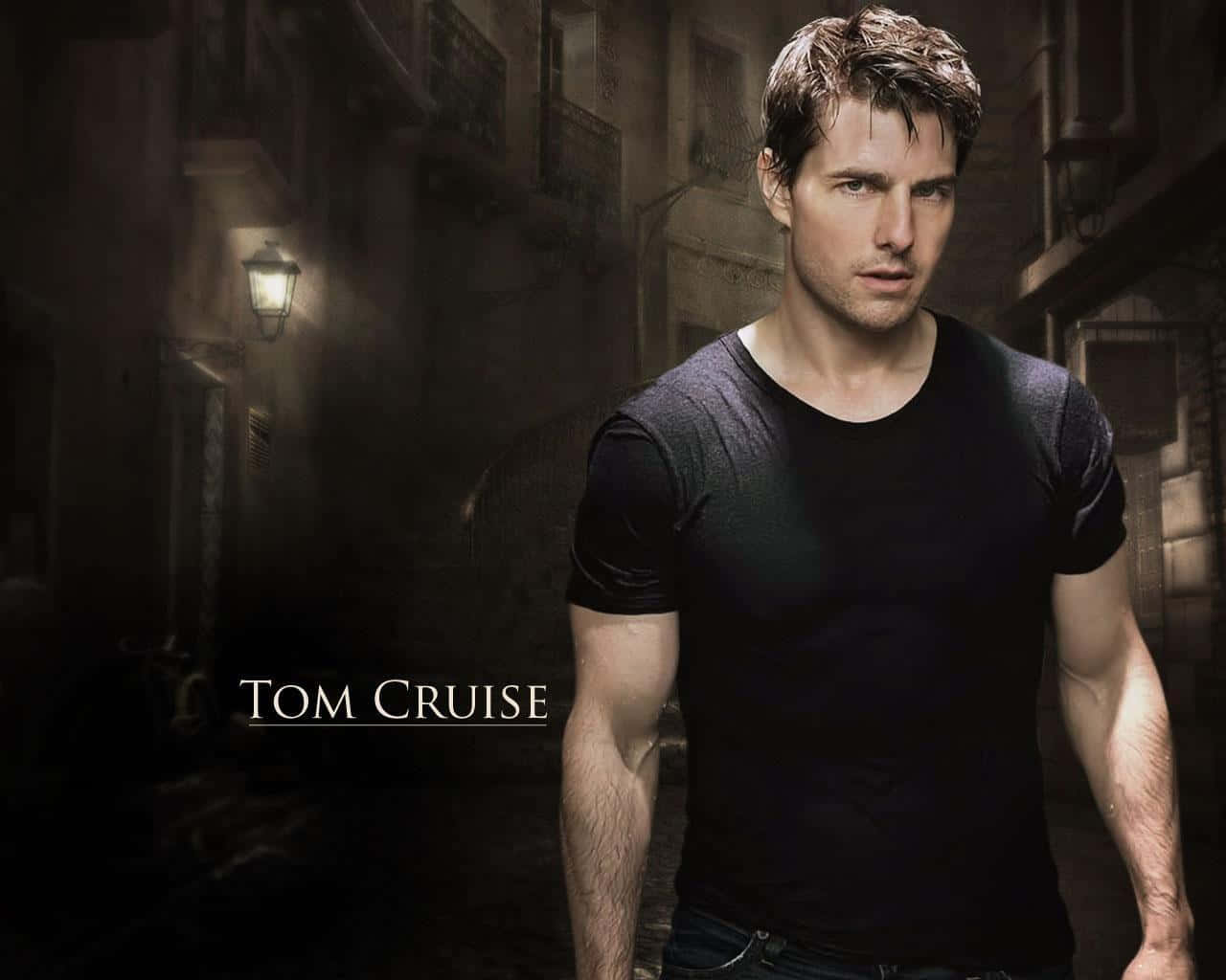 Tom Cruise, dimly lit cobblestone alleyway, single lantern, HD Desktop Wallpaper