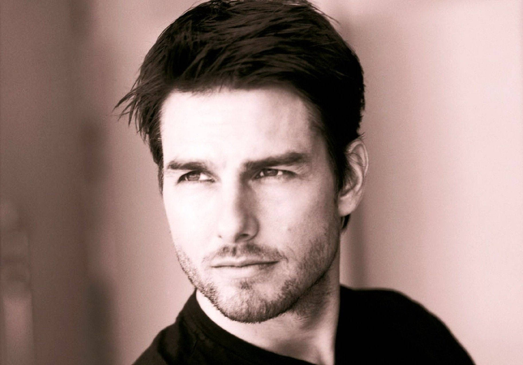 Tom Cruise, sepia-toned, close-up portrait, HD Desktop Wallpaper