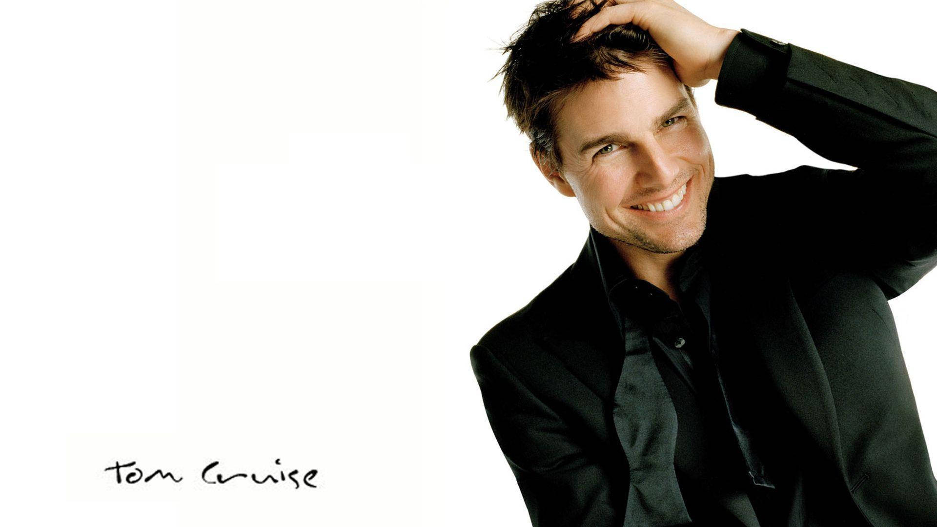 Tom Cruise, black suit, stark white background, Full HD Desktop Wallpaper