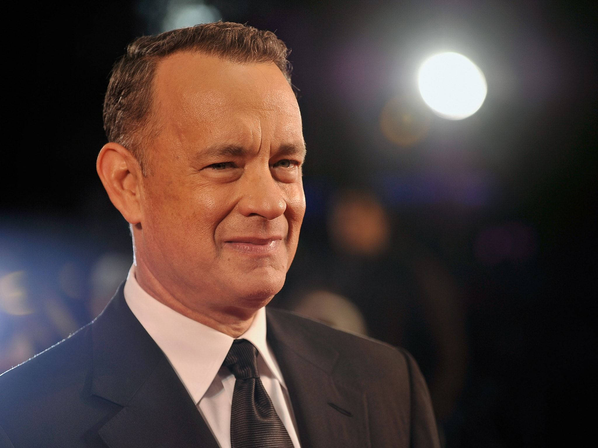 Tom Hanks, black satin tie, sharp suit, Full HD Desktop Wallpaper