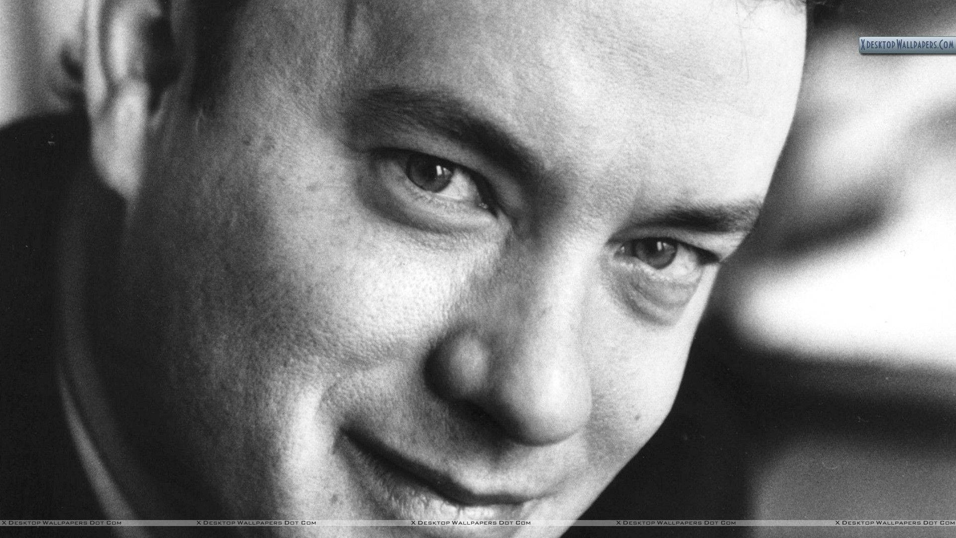 Tom Hanks, fair skin, black and white portrait, Full HD Desktop Wallpaper