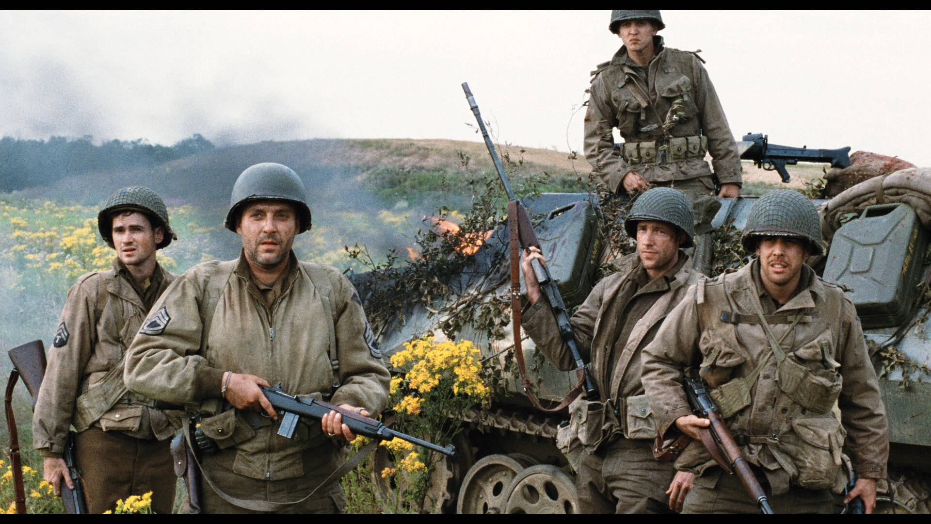Tom Hanks, WWII soldiers, olive drab uniforms, Full HD Desktop Wallpaper