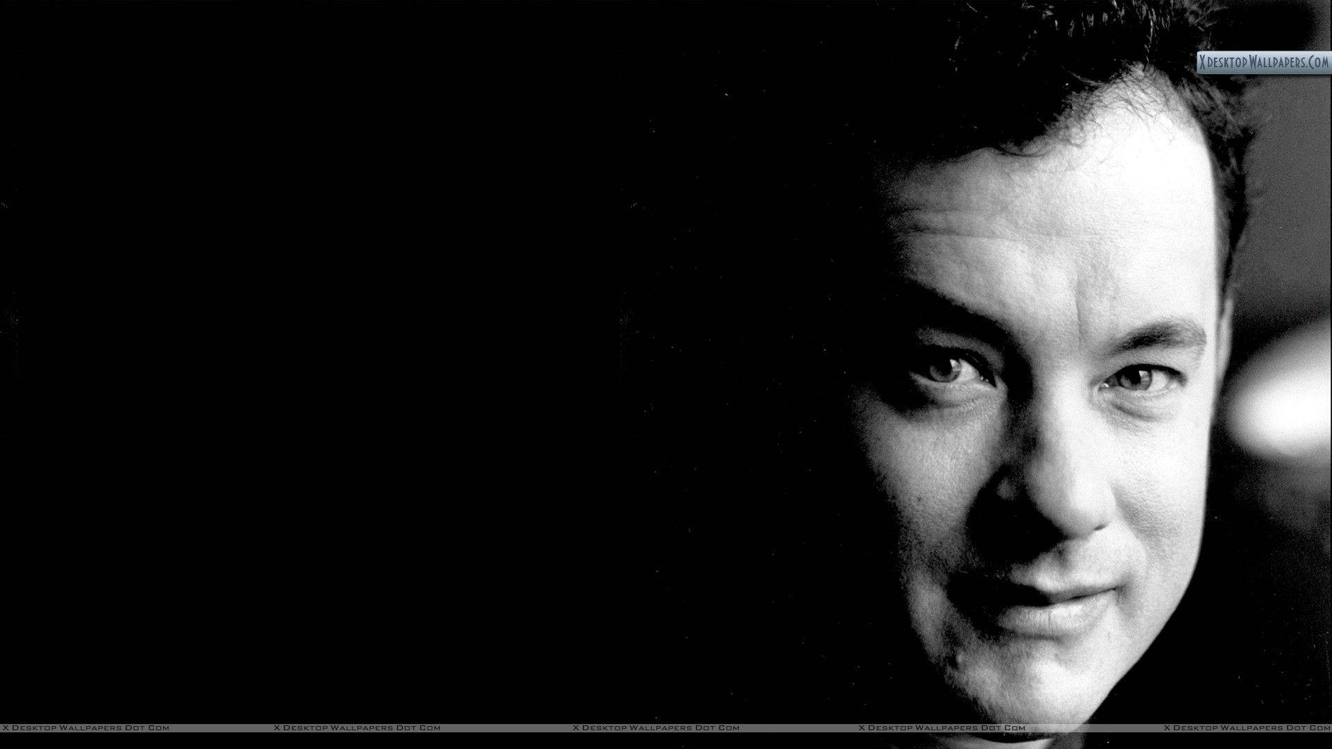 Tom Hanks, black and white, close-up, Full HD Desktop Wallpaper