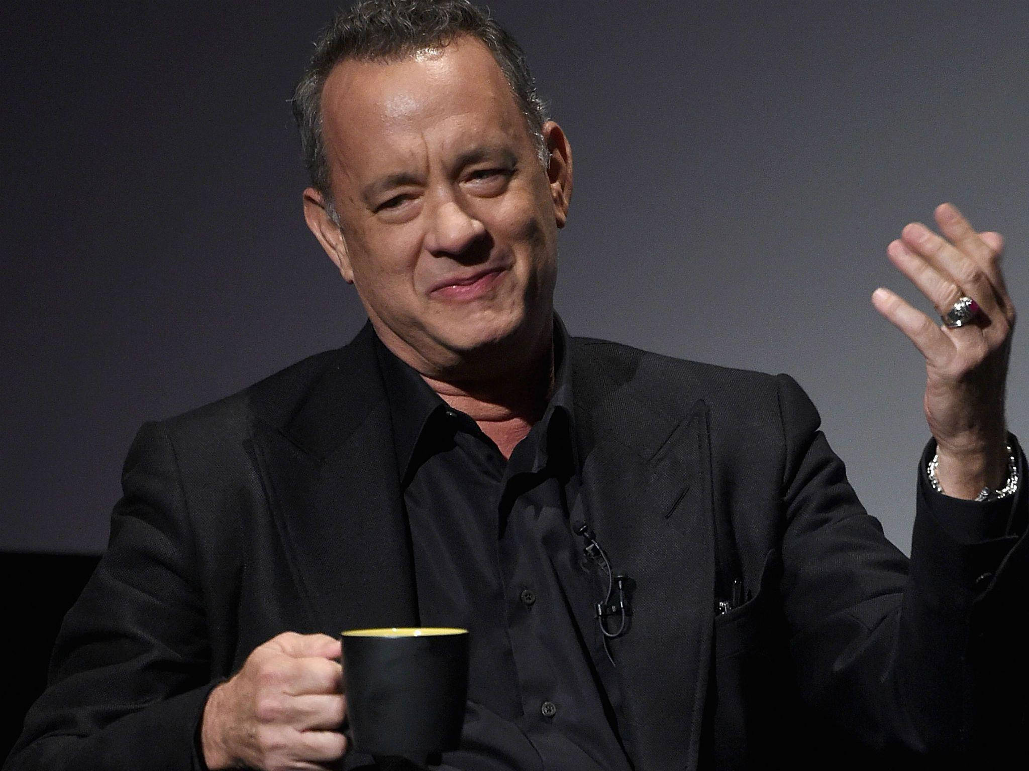 Tom Hanks, all black suit, black mug, Full HD Desktop Wallpaper