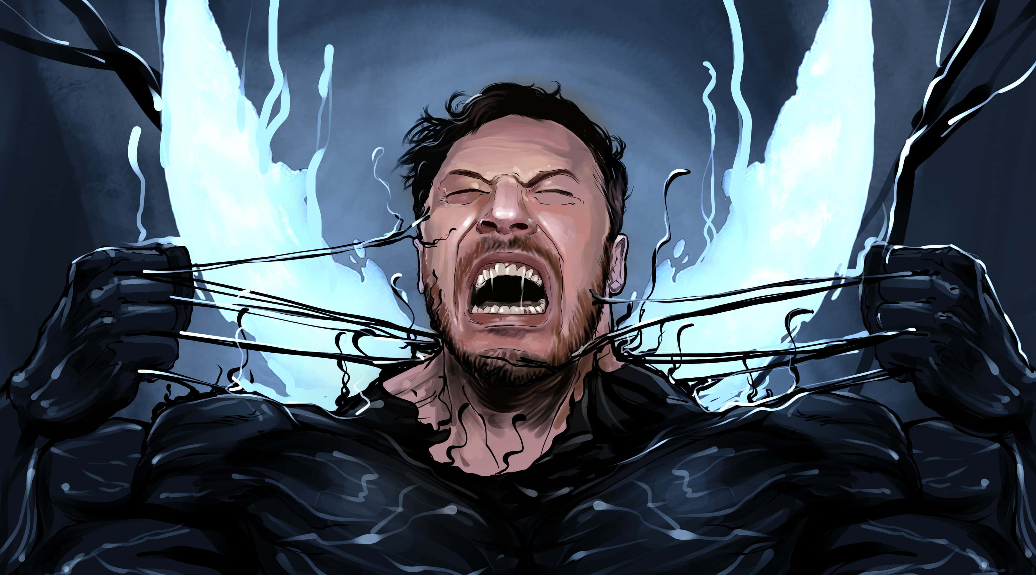 Tom Hardy, Venom, black suit, 2K Desktop Wallpaper