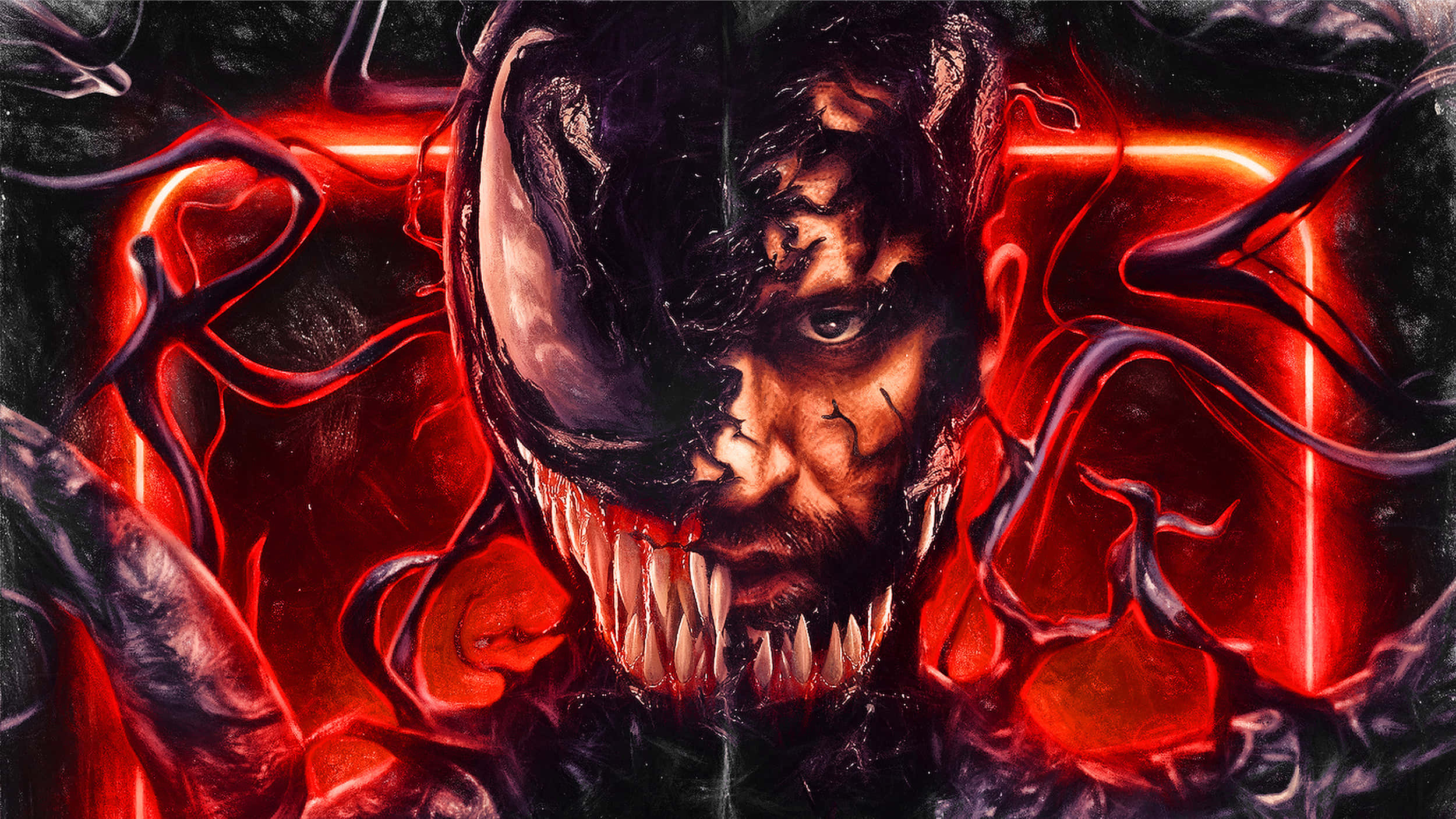 Tom Hardy, Venom, split-face creature, Full HD Desktop Wallpaper