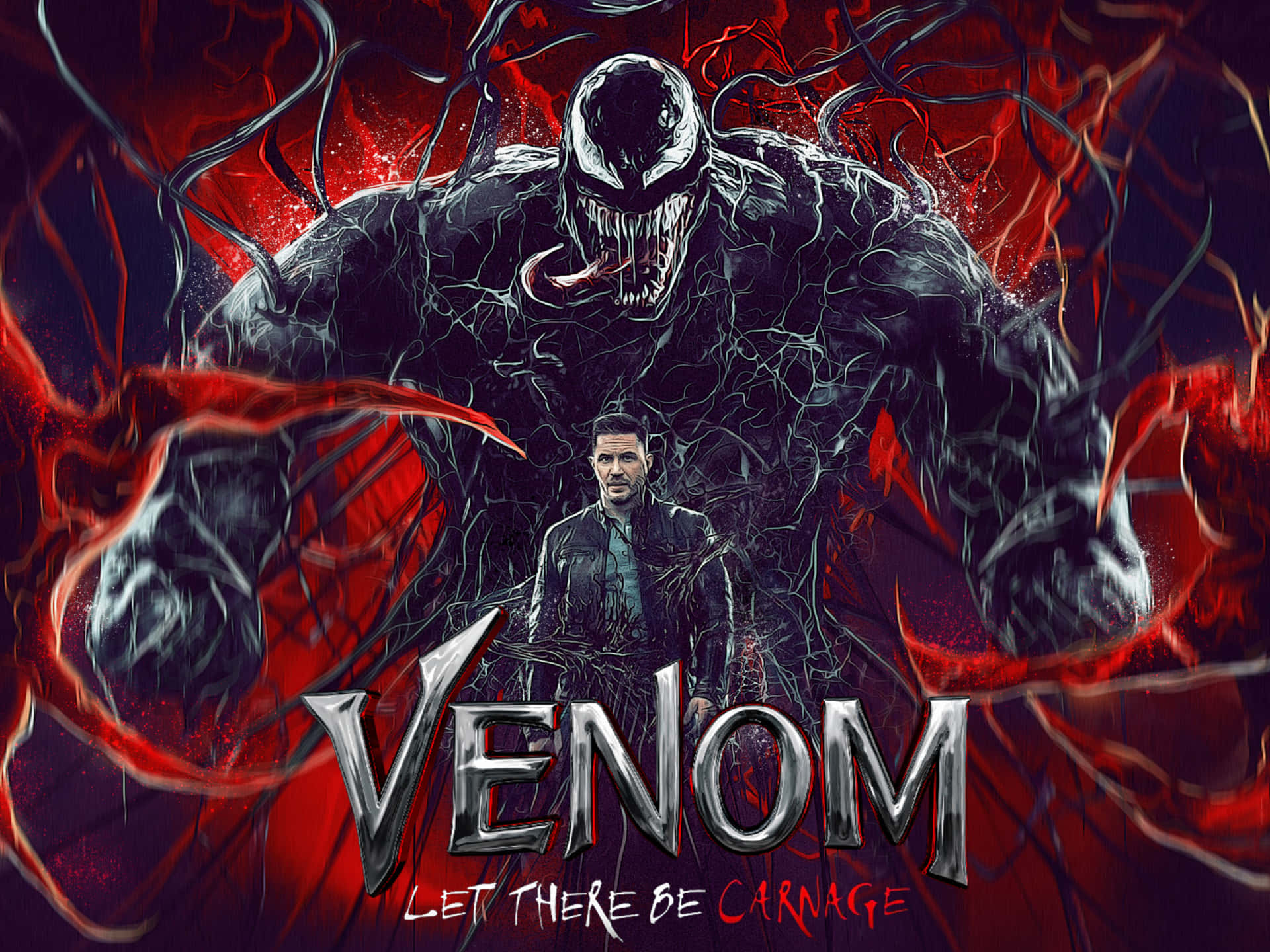 Tom Hardy, Venom, black symbiote creature, Full HD Desktop Wallpaper