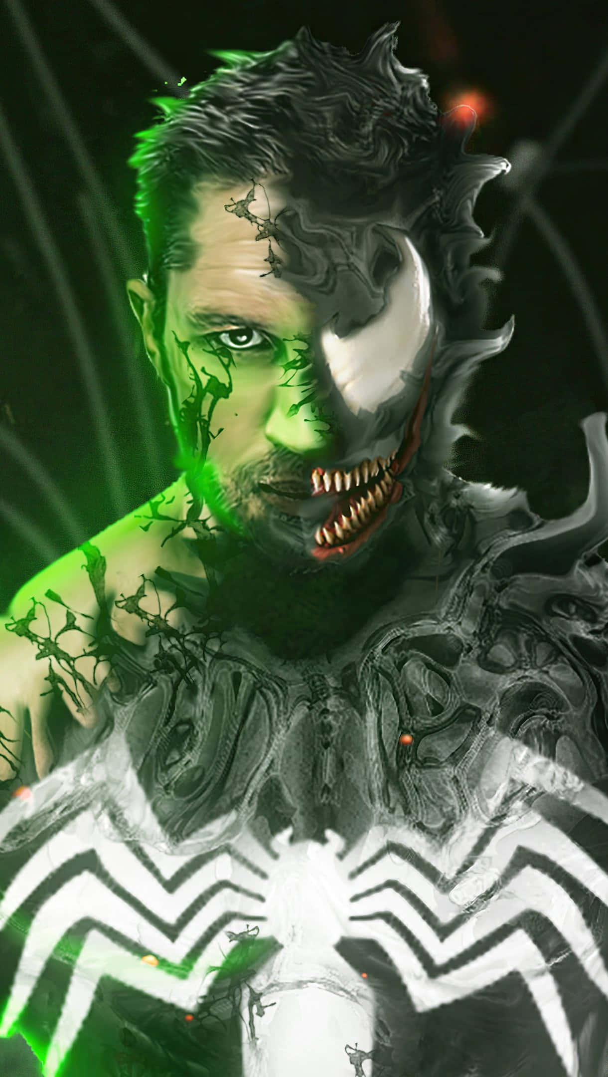 Tom Hardy, Venom, glowing green veins, Full HD Phone Wallpaper