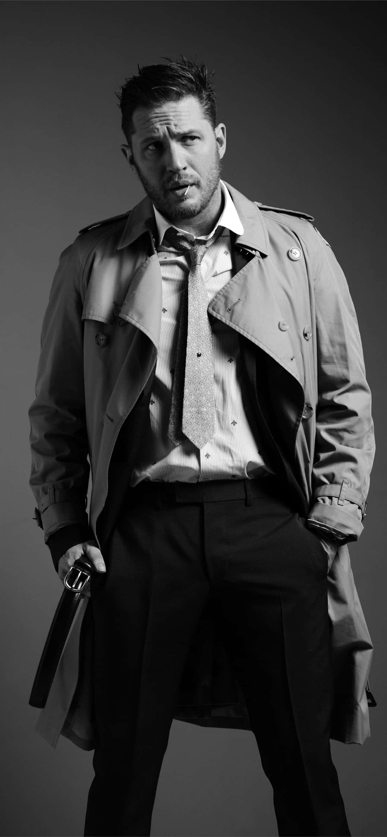 Tom Hardy, trench coat, tie, 2K Phone Wallpaper