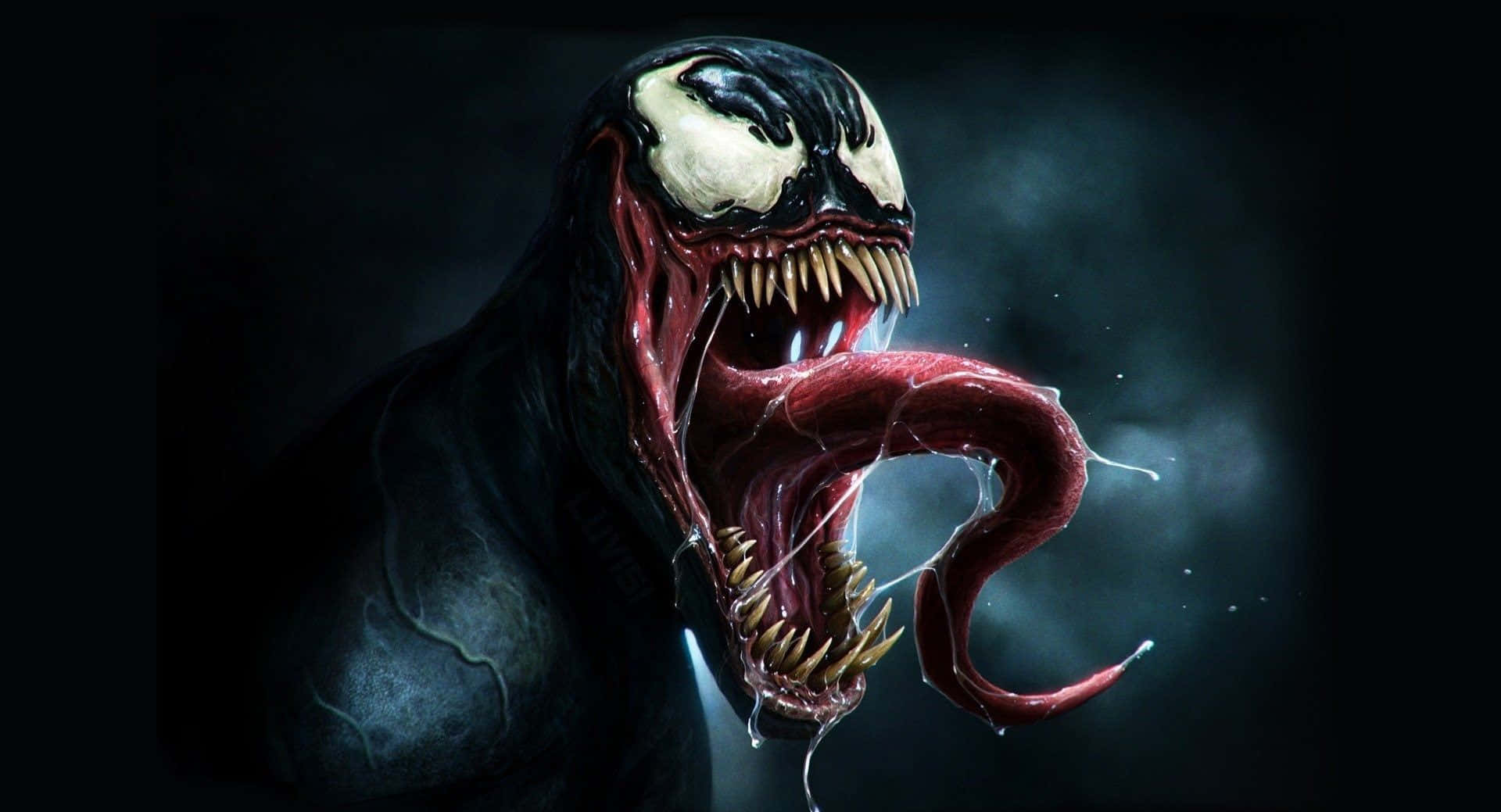 Black Venom, Venom, glowing white eyes, Full HD Desktop Wallpaper