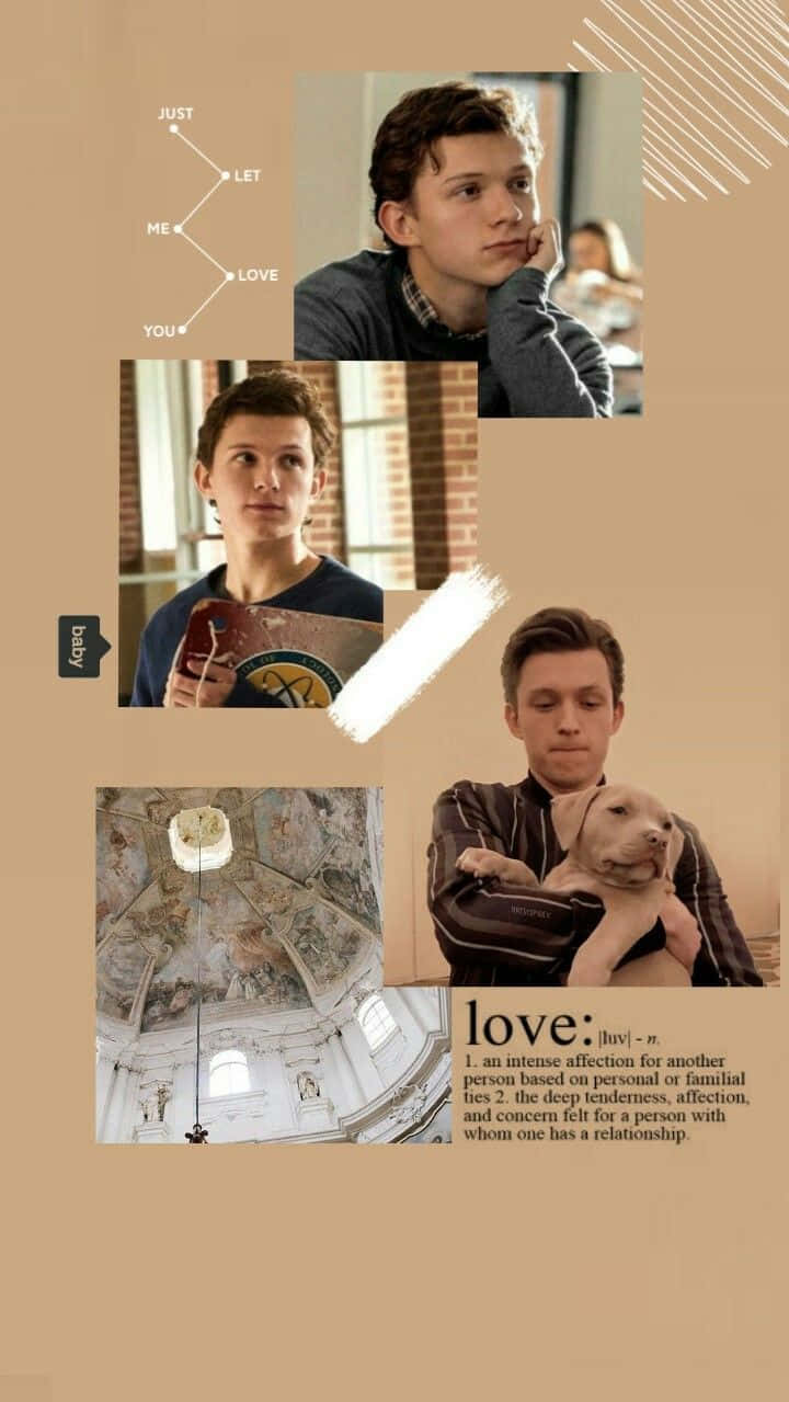 Tom Holland, puppy, beige background, SD Phone Wallpaper