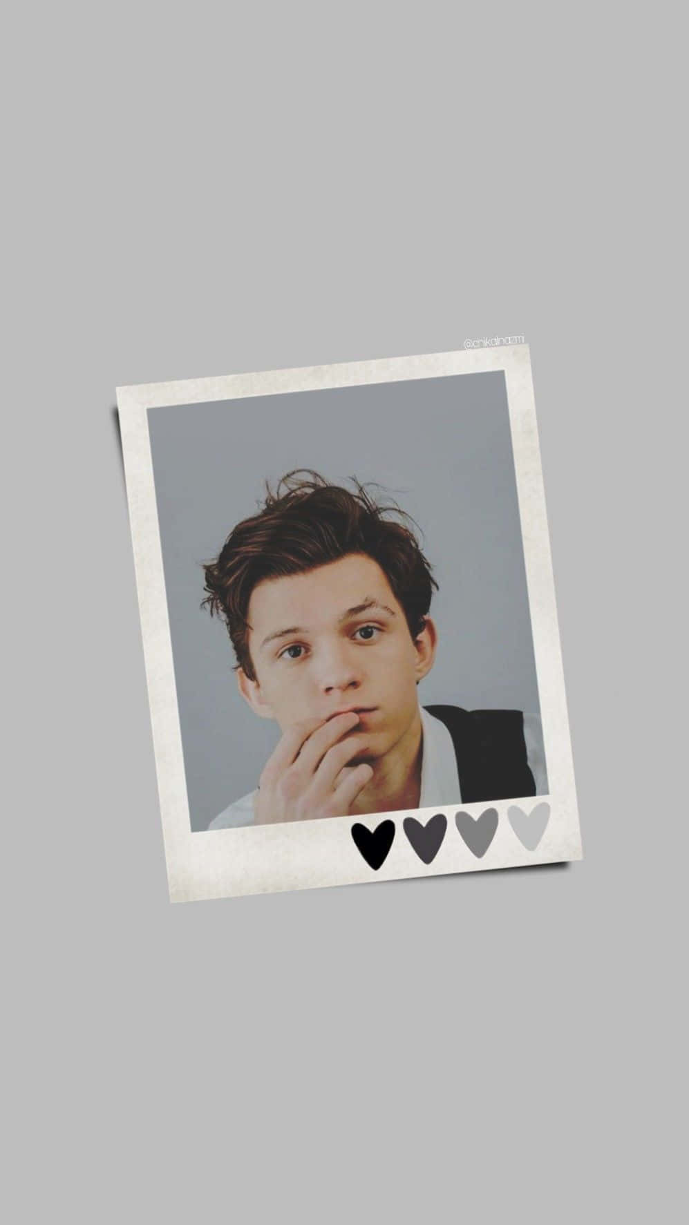 Tom Holland, Polaroid-style photo, tousled brown hair, HD Phone Wallpaper