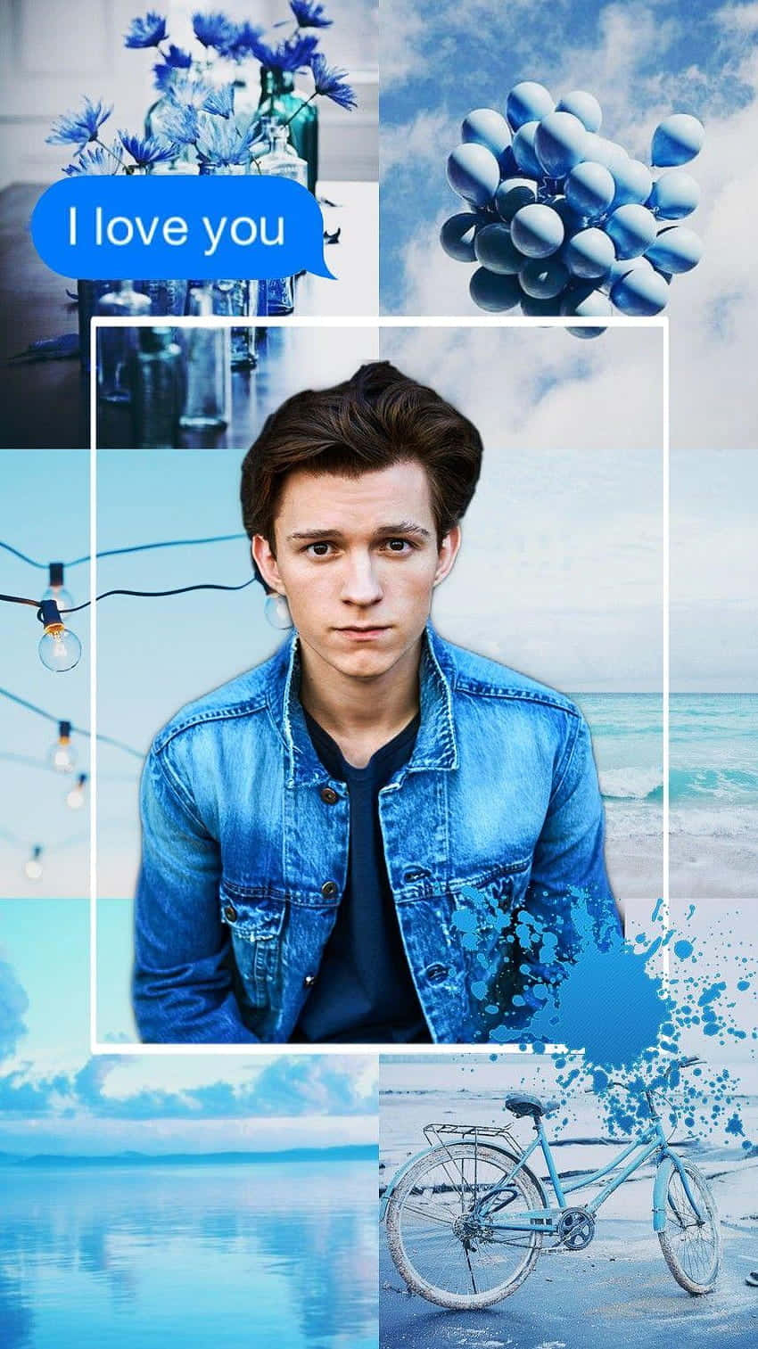 Tom Holland, blue-toned, denim jacket, HD Phone Wallpaper