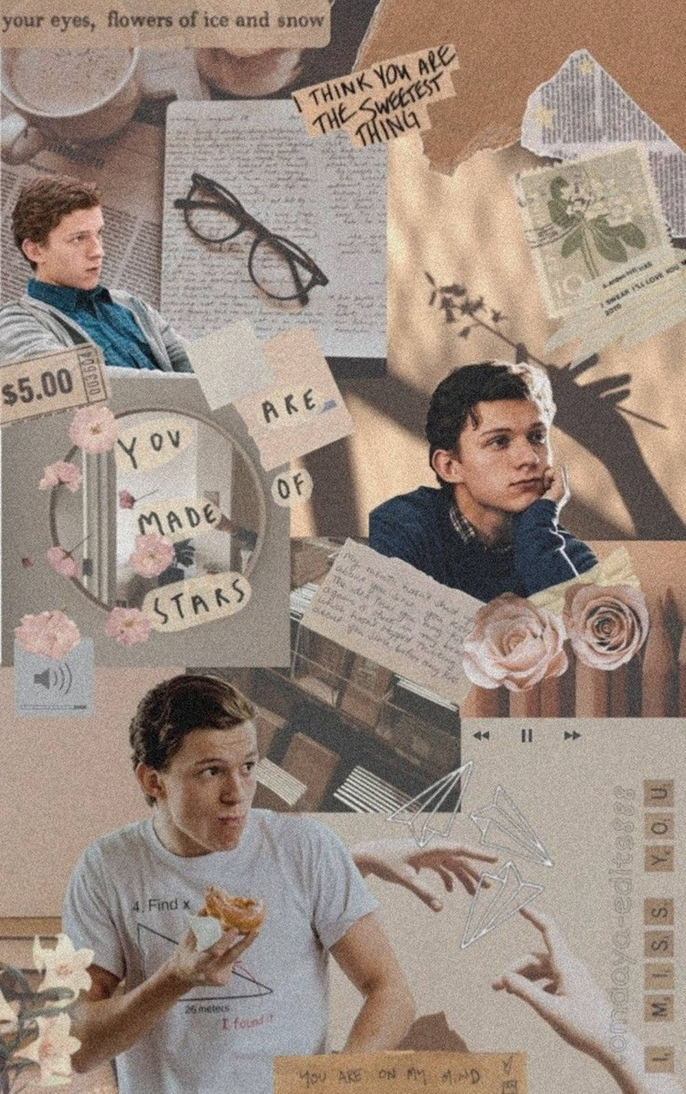 Tom Holland, newspaper aesthetic, vintage textures, HD Phone Wallpaper