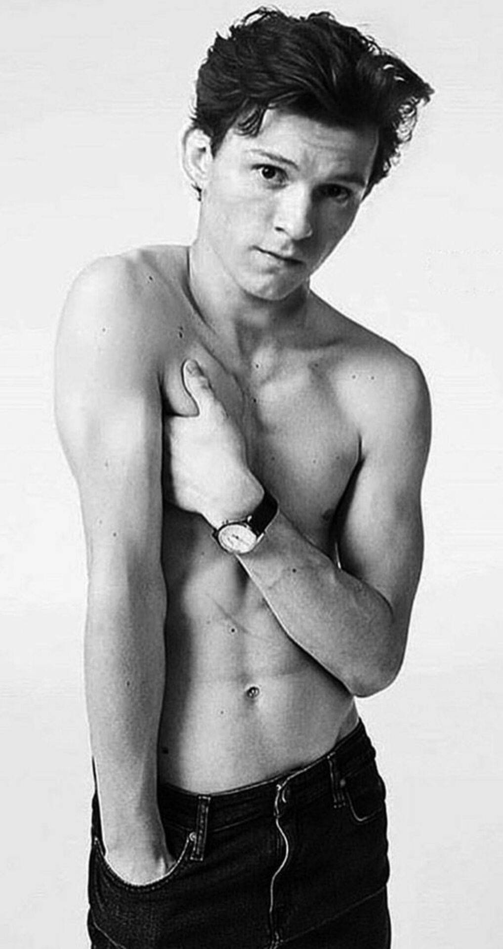 Tom Holland, jeans, watch, Full HD Phone Wallpaper
