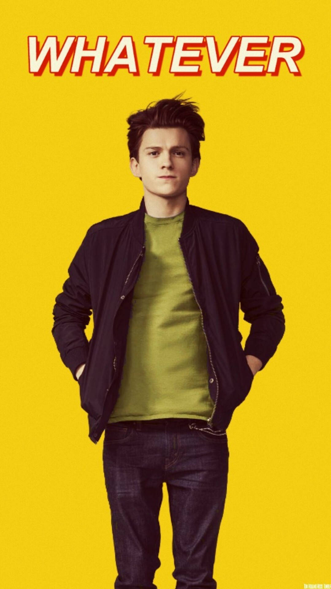 Tom Holland, bomber jacket, jeans, Full HD Phone Wallpaper