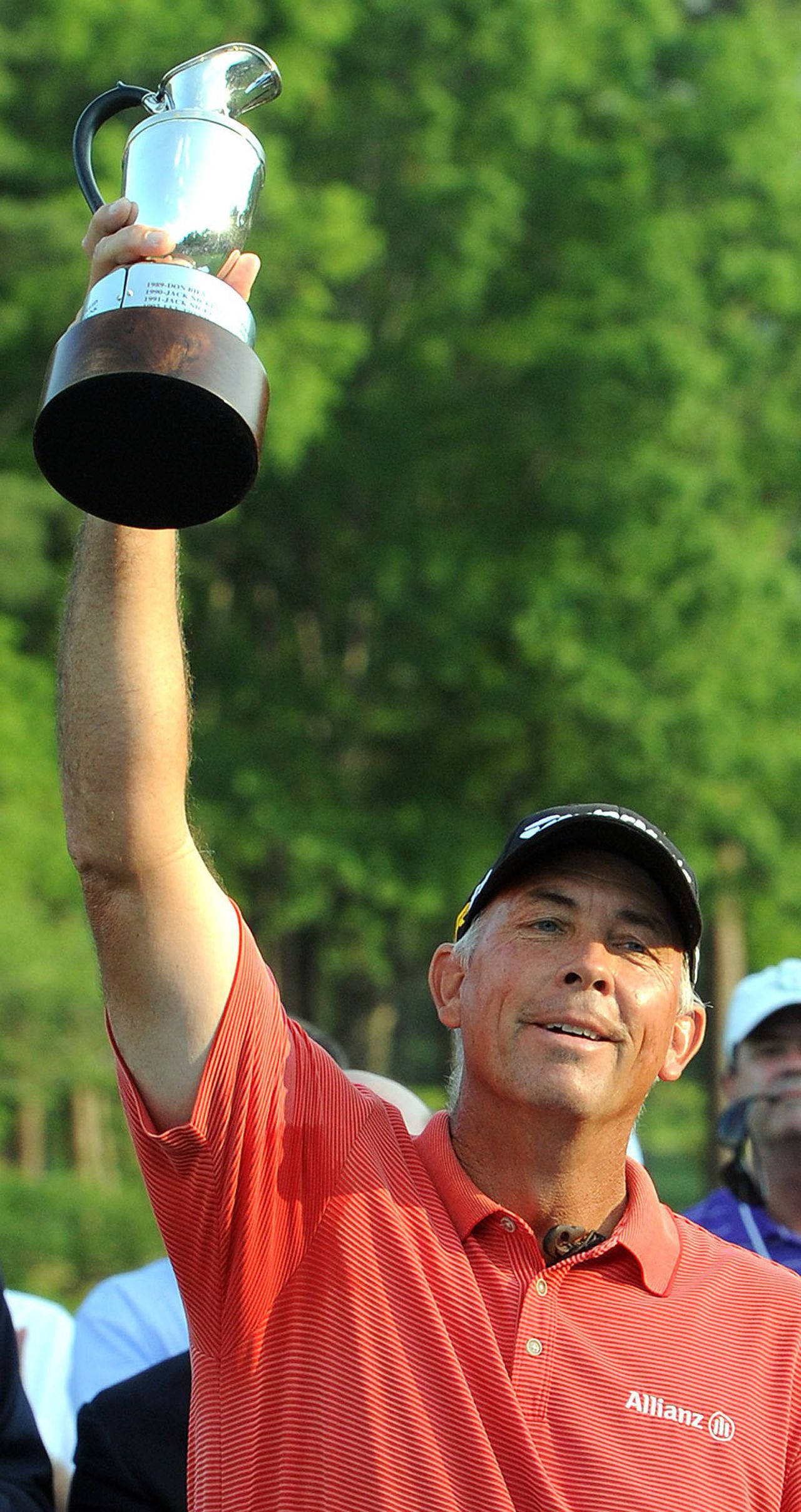 Tom Lehman, orange shirt, silver trophy, Full HD Phone Wallpaper
