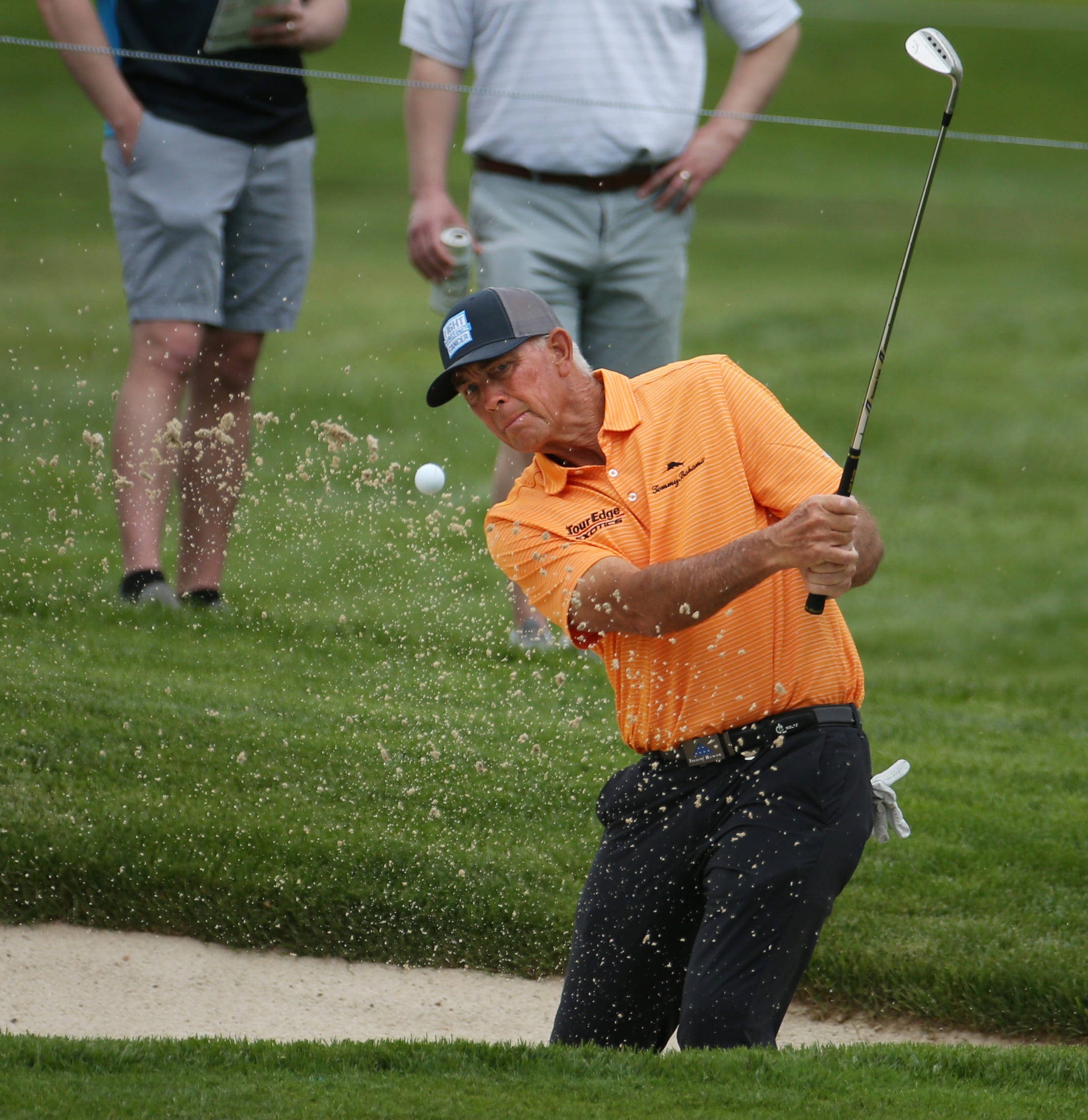 Tom Lehman, orange shirt, sand bunker, Full HD Phone Wallpaper