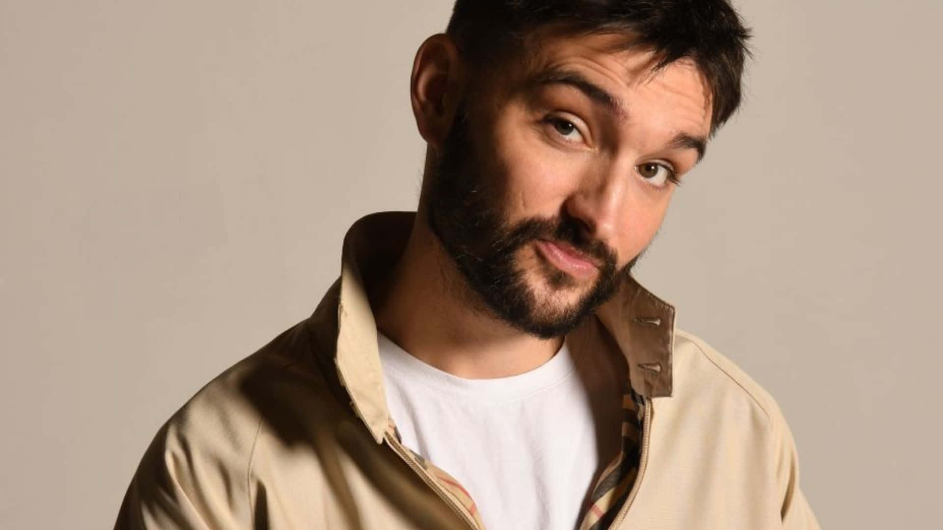 Tom Parker, beige jacket, white shirt, Full HD Desktop Wallpaper