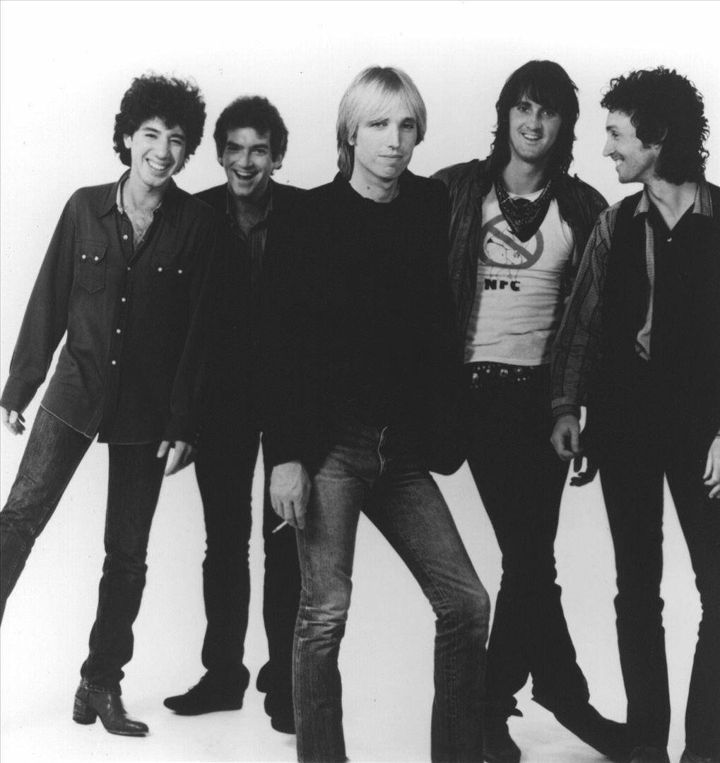 Tom Petty And The Heartbreakers, vintage 70s attire, stark white background, SD Phone Wallpaper