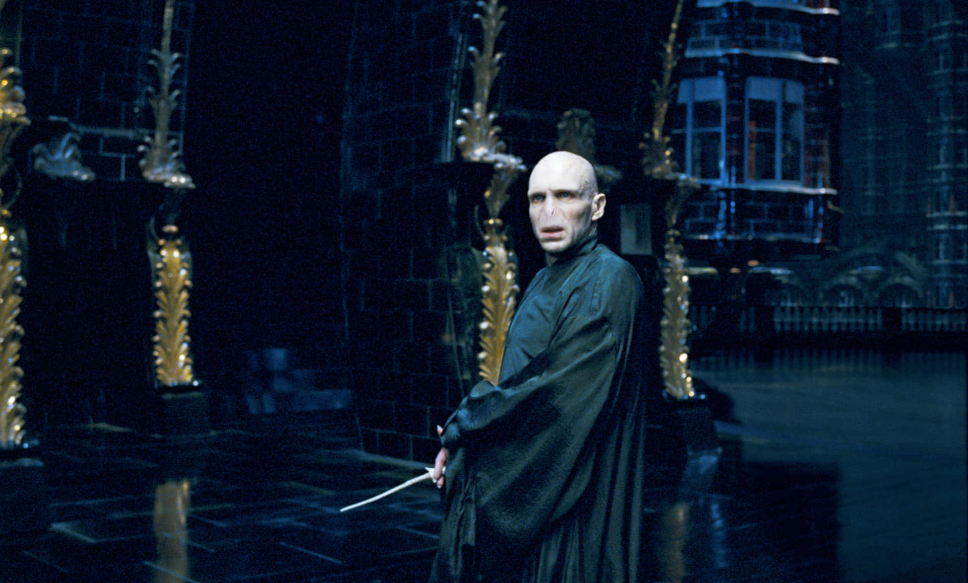 Tom Riddle, dark robe, wand, Full HD Desktop Wallpaper