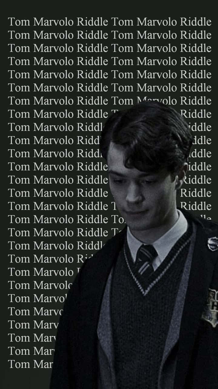 Tom Riddle, dark school uniform, repeating text background, HD Phone Wallpaper