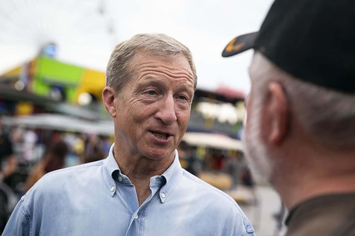 Tom Steyer, light blue shirt, outdoor fair, SD Desktop Wallpaper