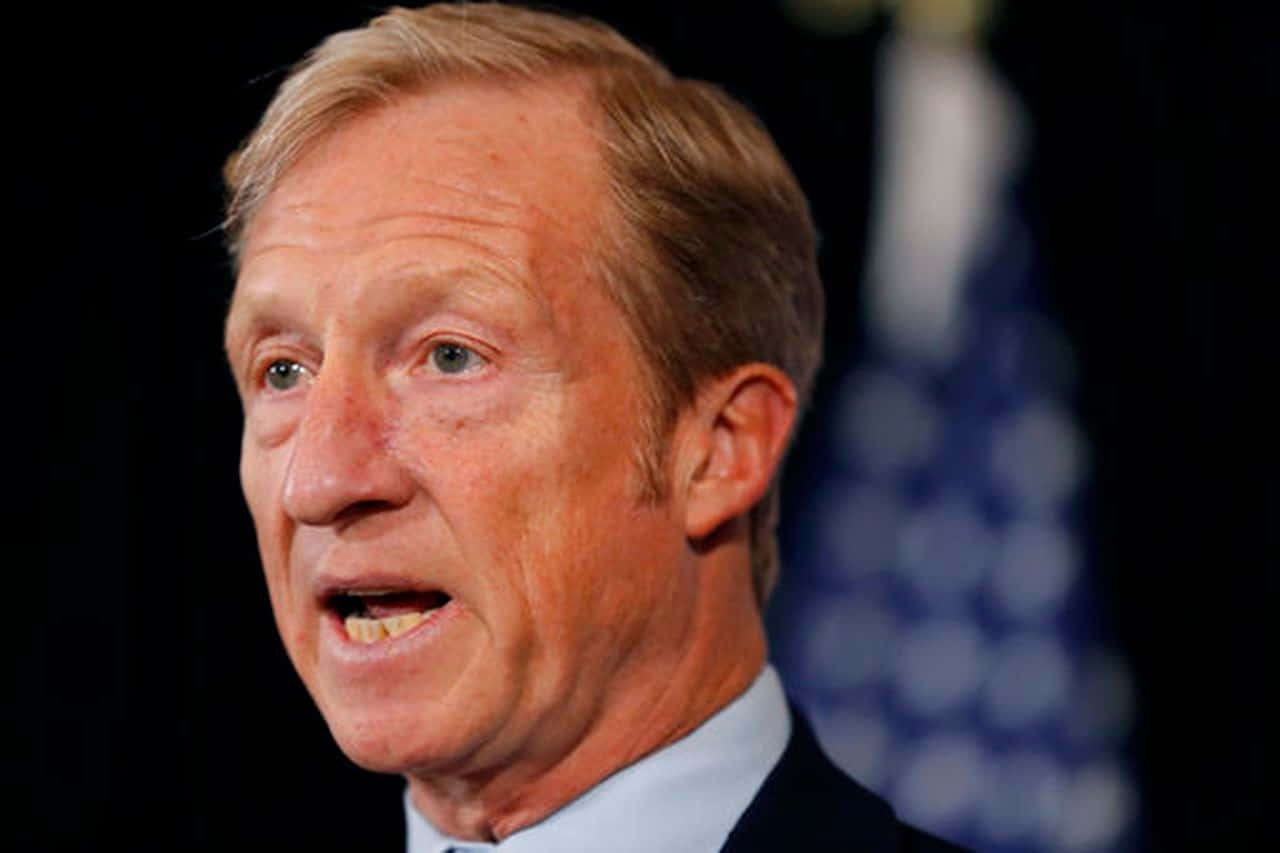 Tom Steyer, blond hair, dark background, HD Desktop Wallpaper