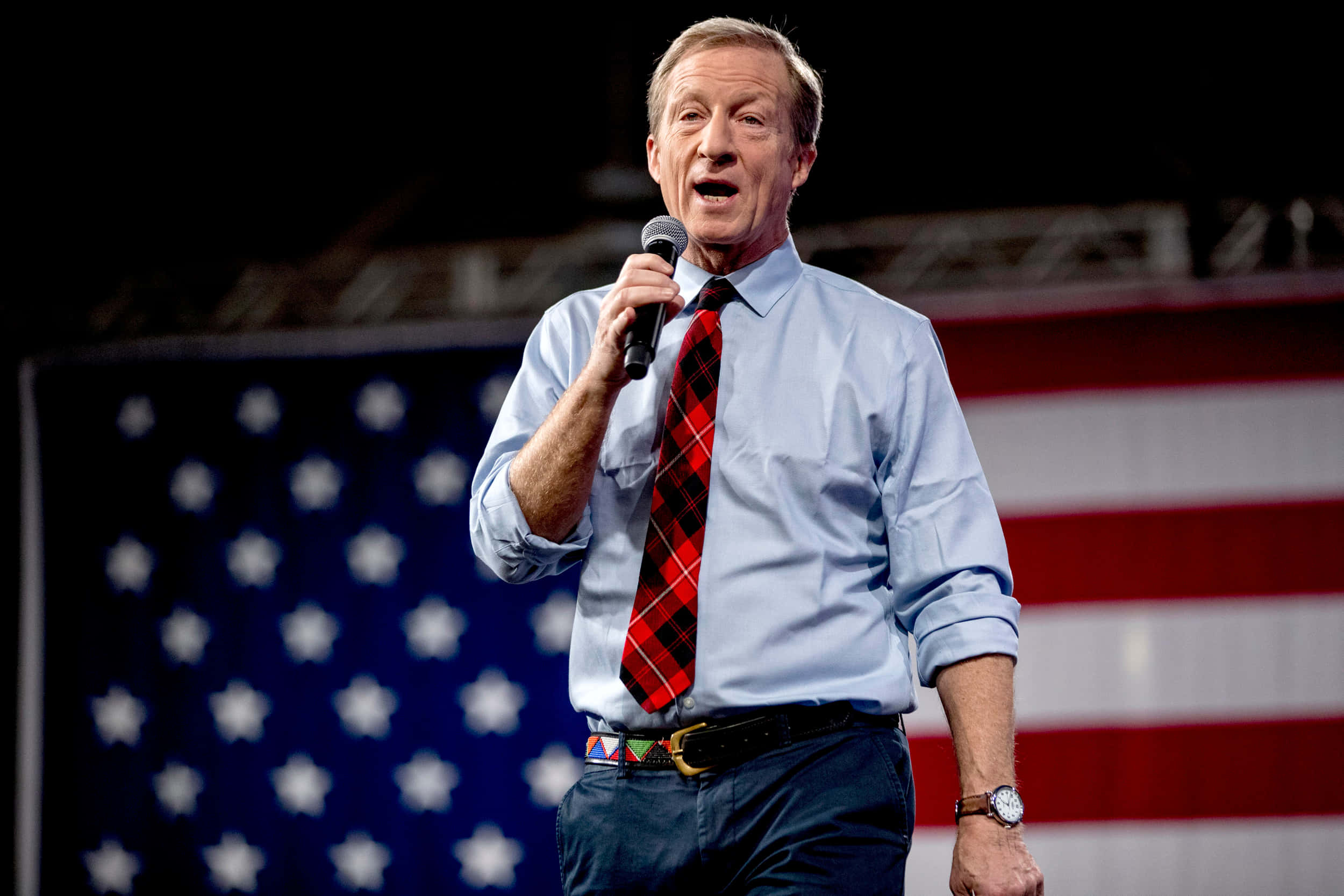 Tom Steyer, light blue shirt, red plaid tie, Full HD Desktop Wallpaper
