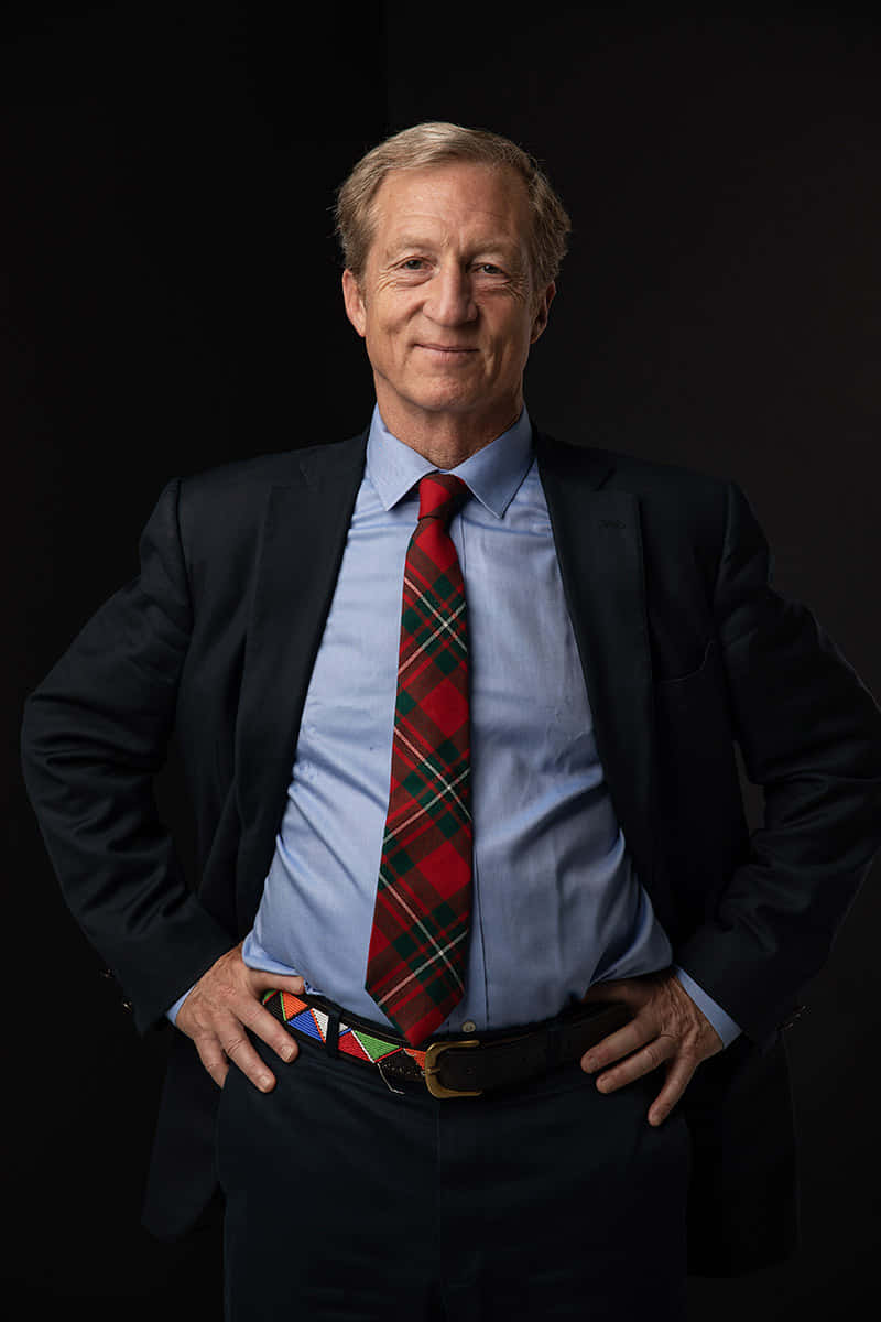 Tom Steyer, dark suit, red plaid tie, SD Phone Wallpaper