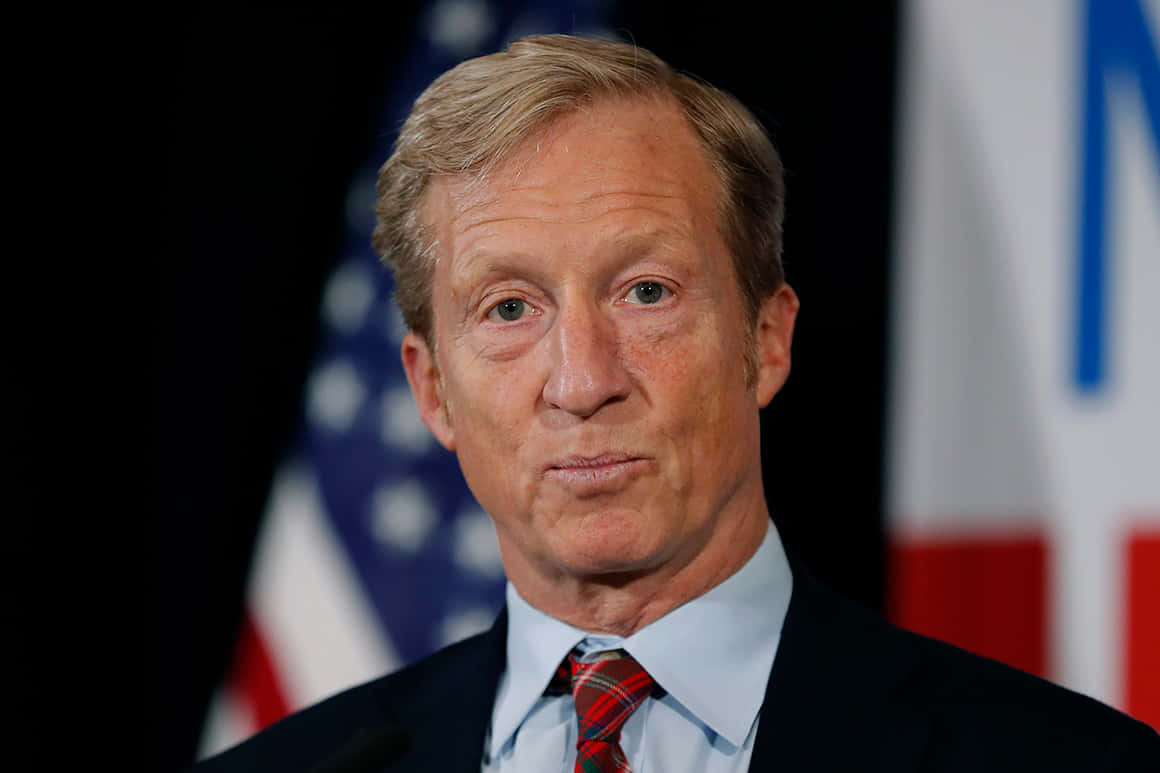 Tom Steyer, American flags, suit, SD Desktop Wallpaper