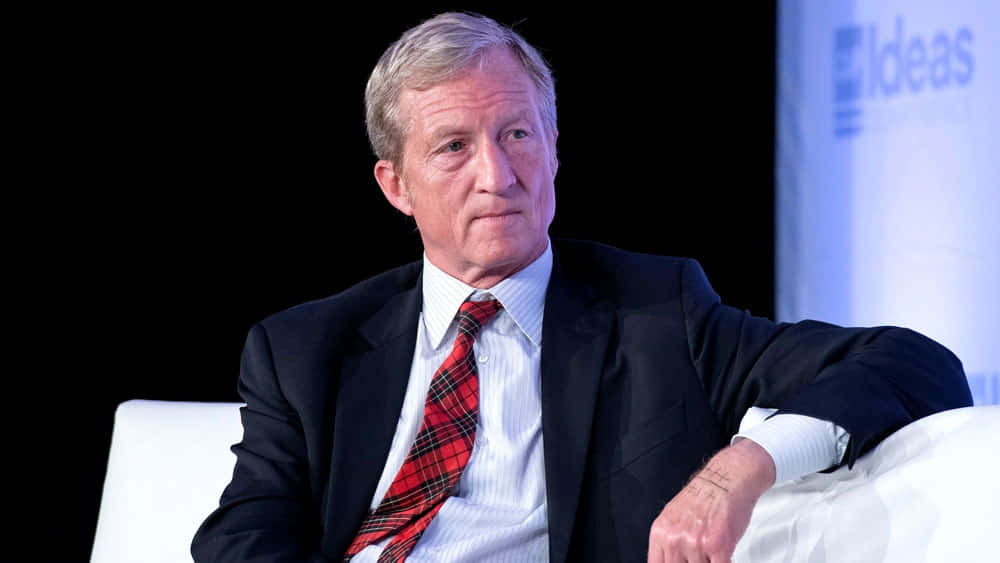 Tom Steyer, dark suit, red plaid tie, SD Desktop Wallpaper