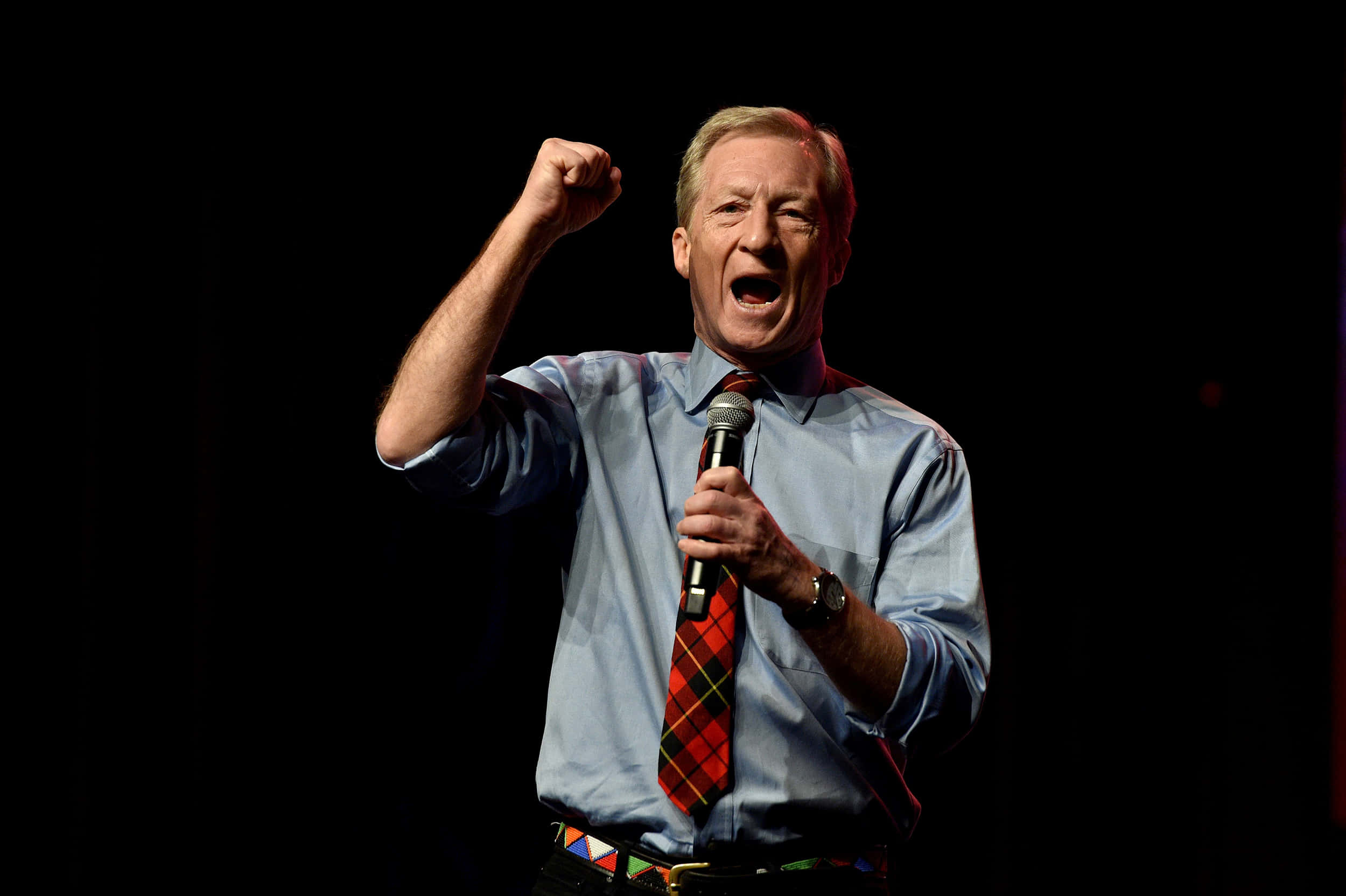Tom Steyer, blue shirt, red plaid tie, Full HD Desktop Wallpaper