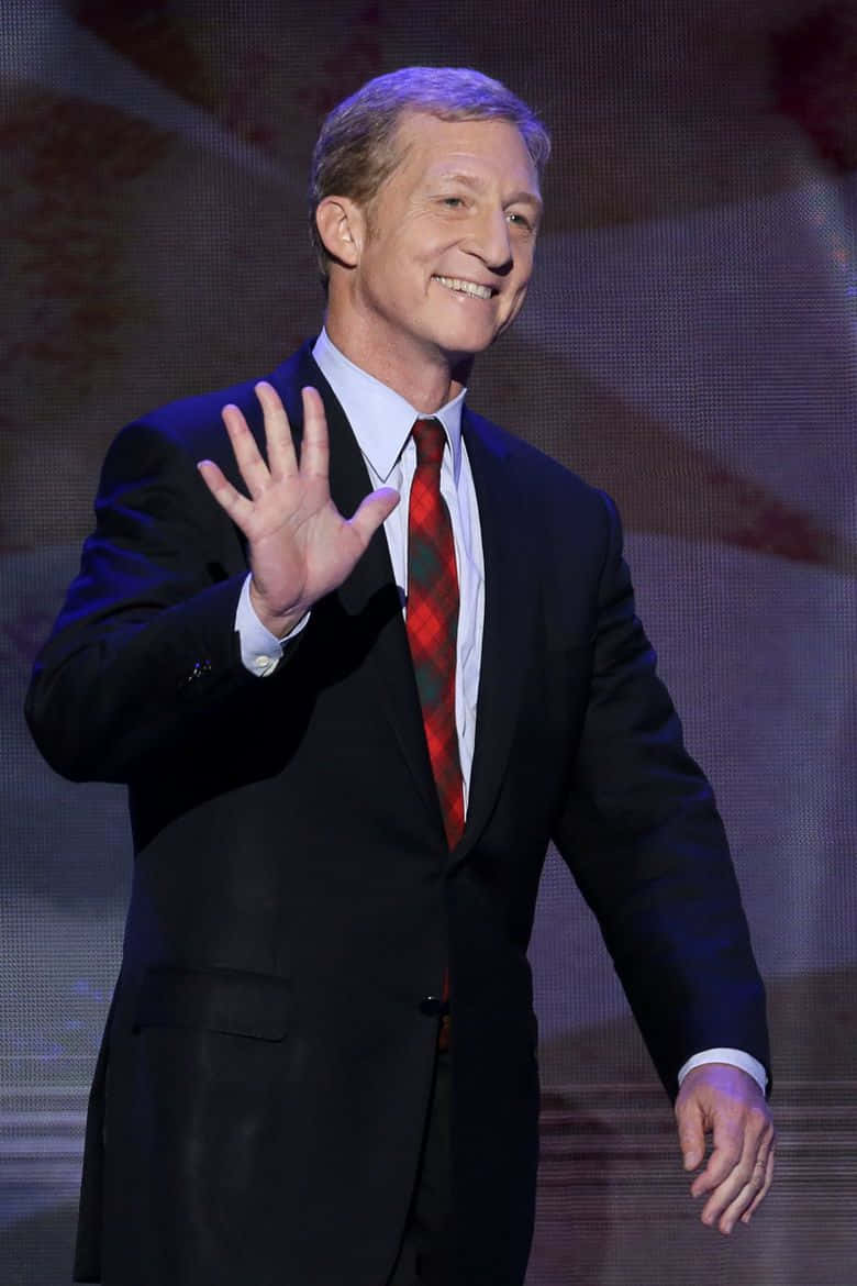 Tom Steyer, dark suit, red plaid tie, SD Phone Wallpaper