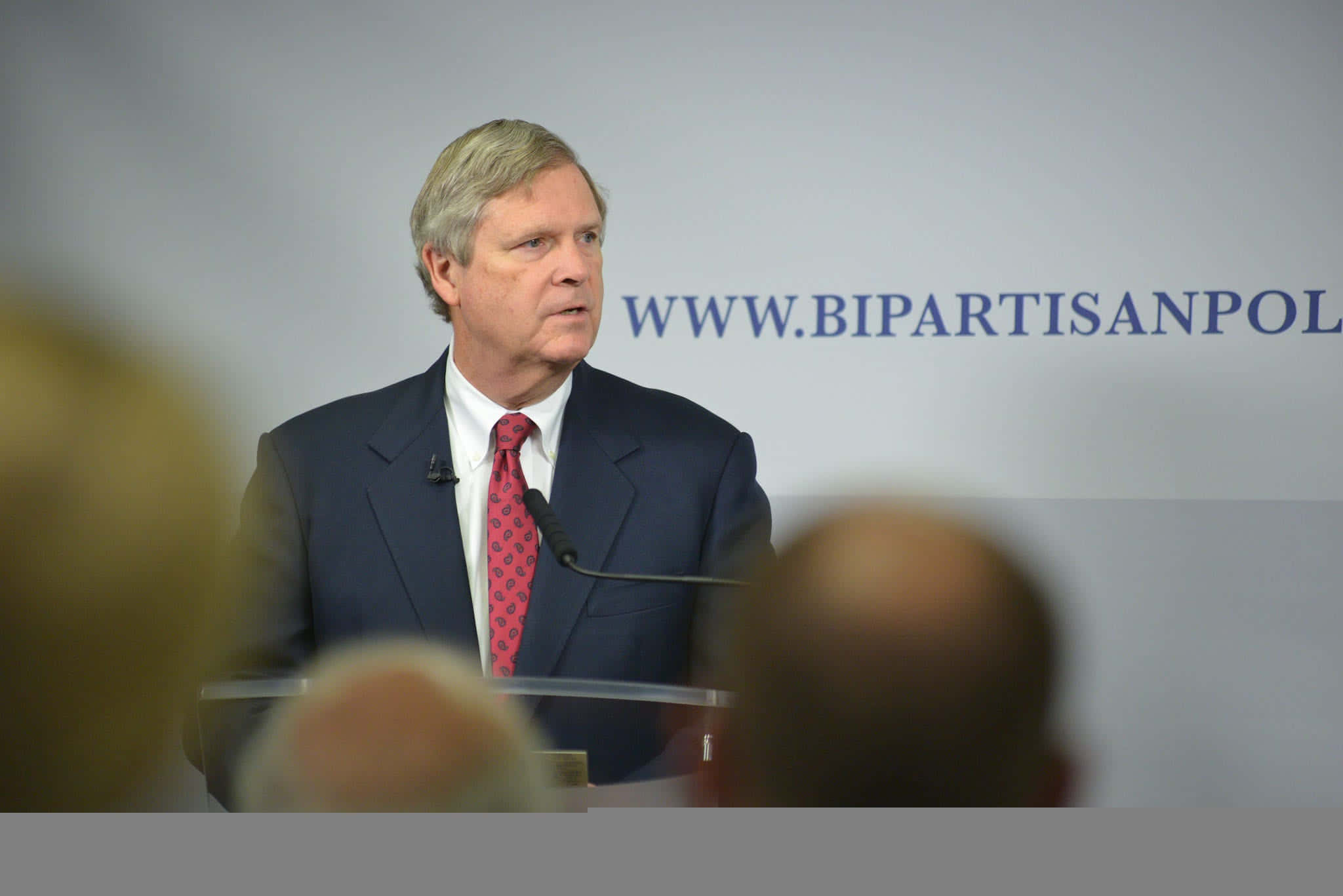 Tom Vilsack, dark suit, red tie, Full HD Desktop Wallpaper