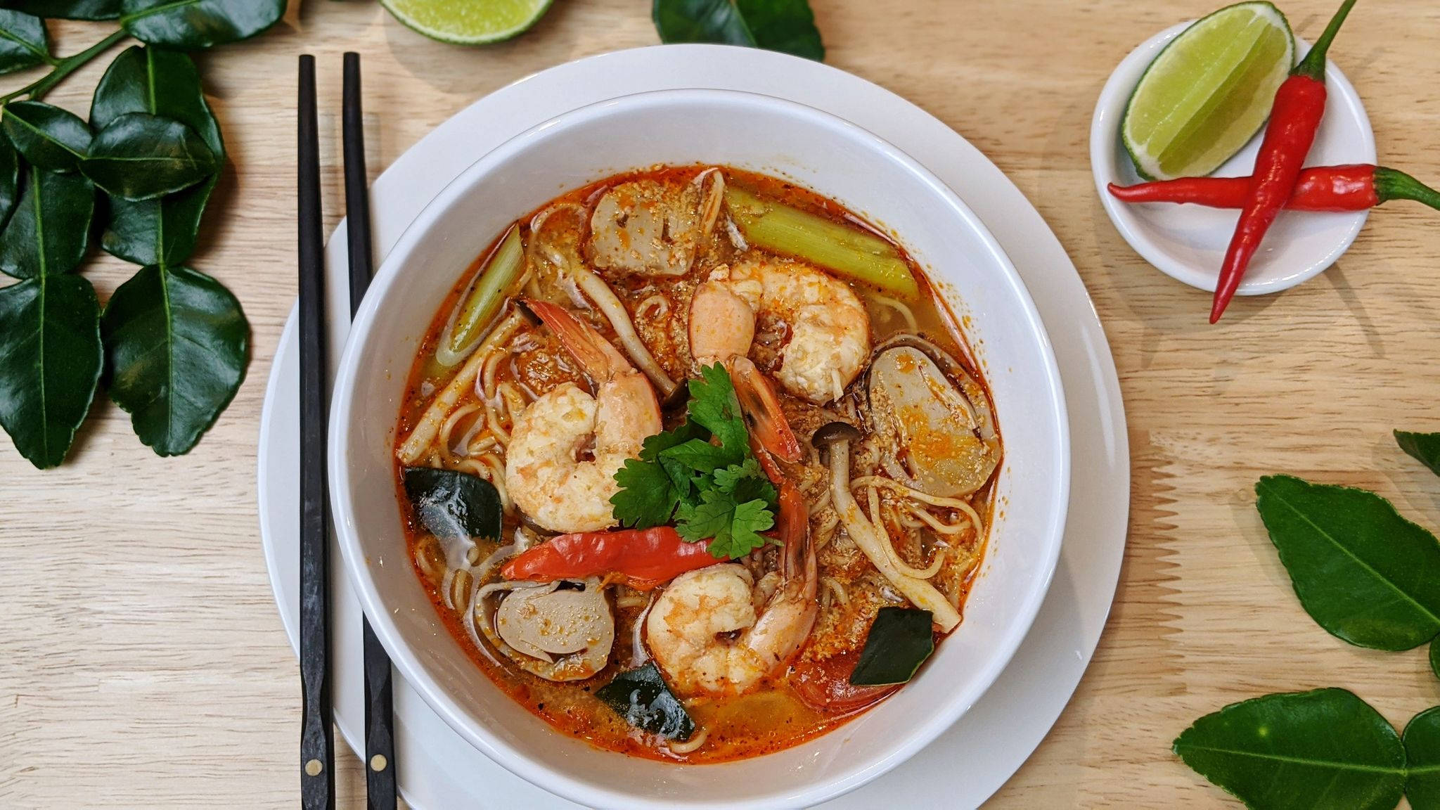 Tom Yum, shrimp, clams, Full HD Desktop Wallpaper
