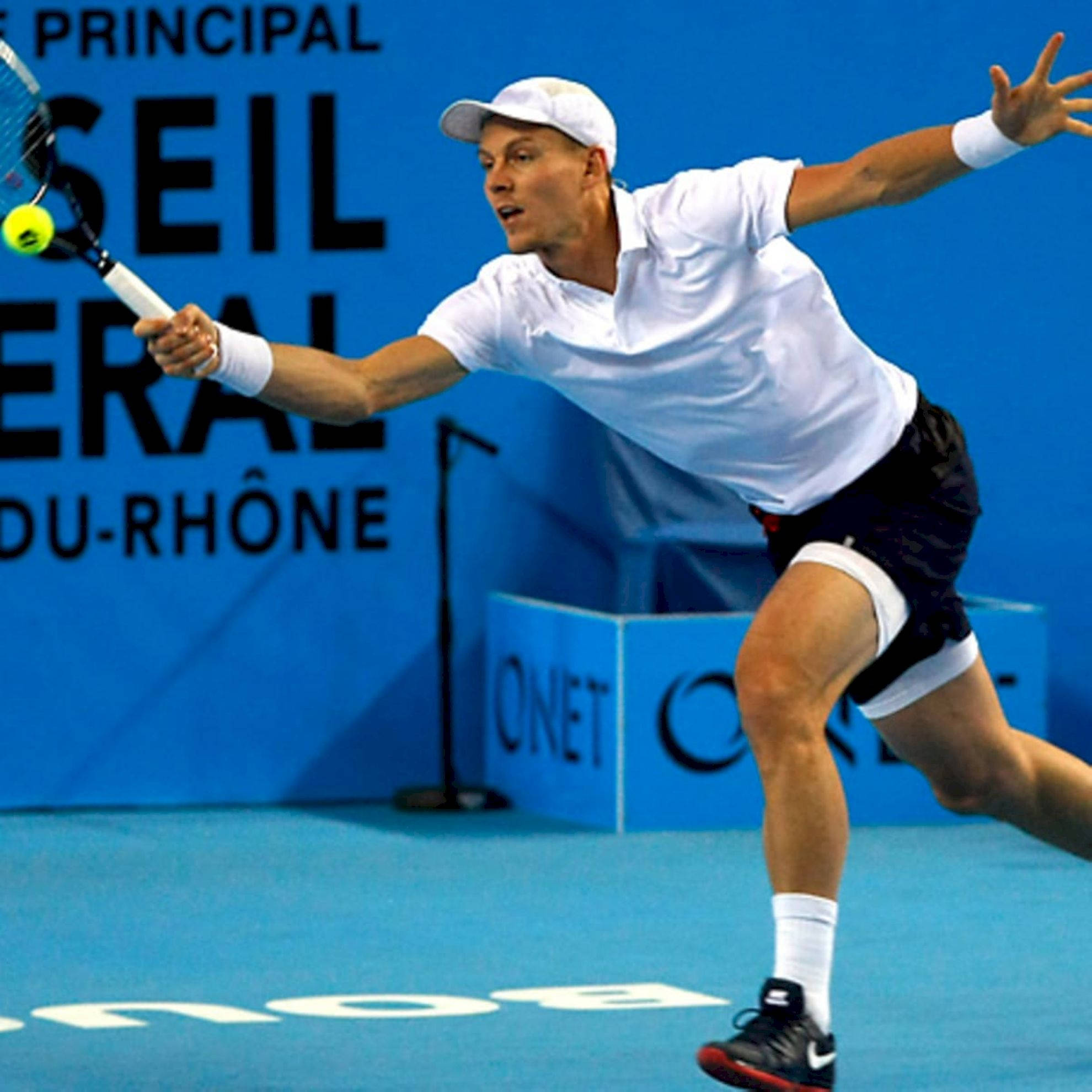Tomas Berdych, white shirt, cap, Full HD Desktop Wallpaper