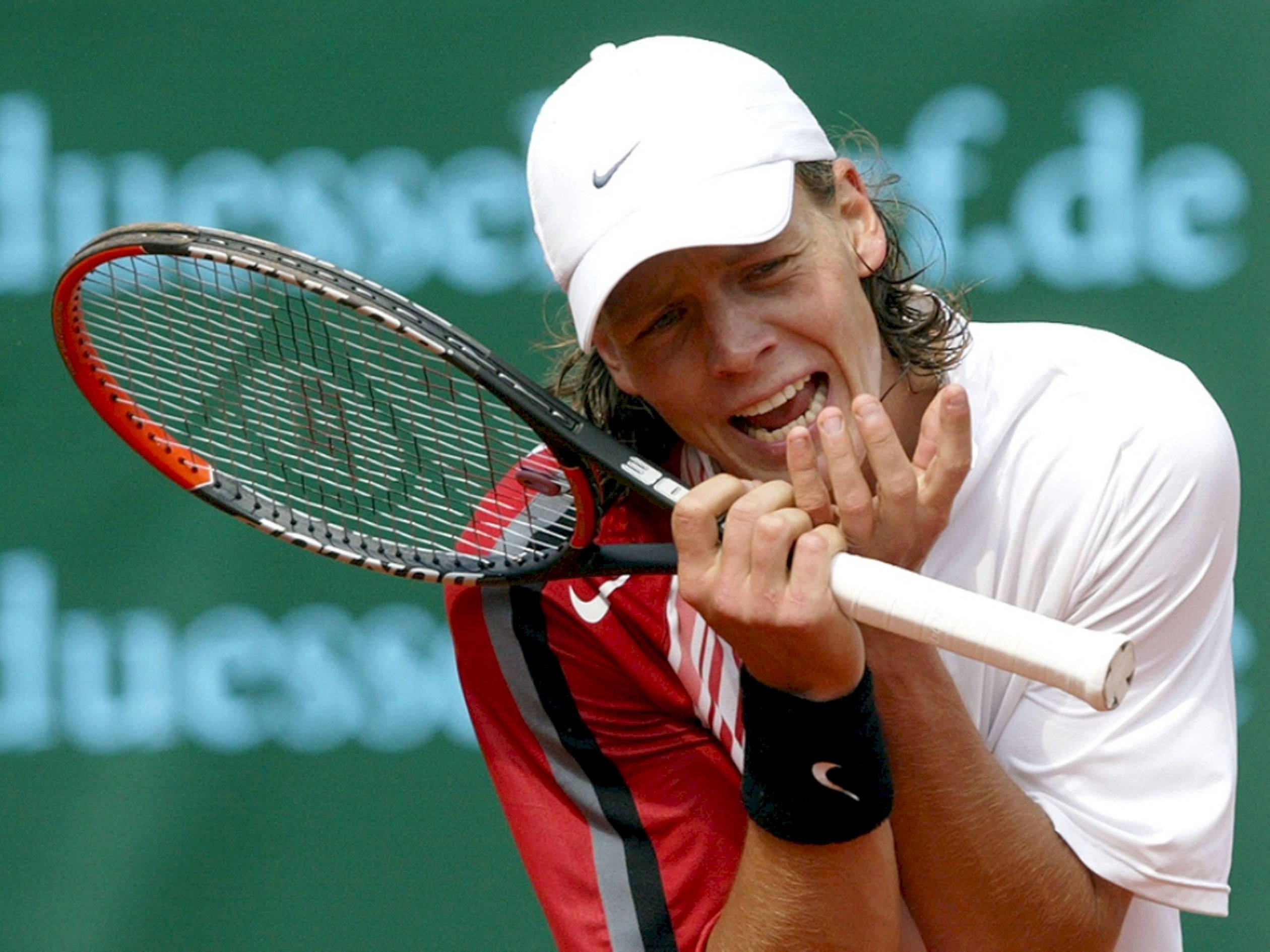 Tomas Berdych, red and white gear, racket, Full HD Desktop Wallpaper